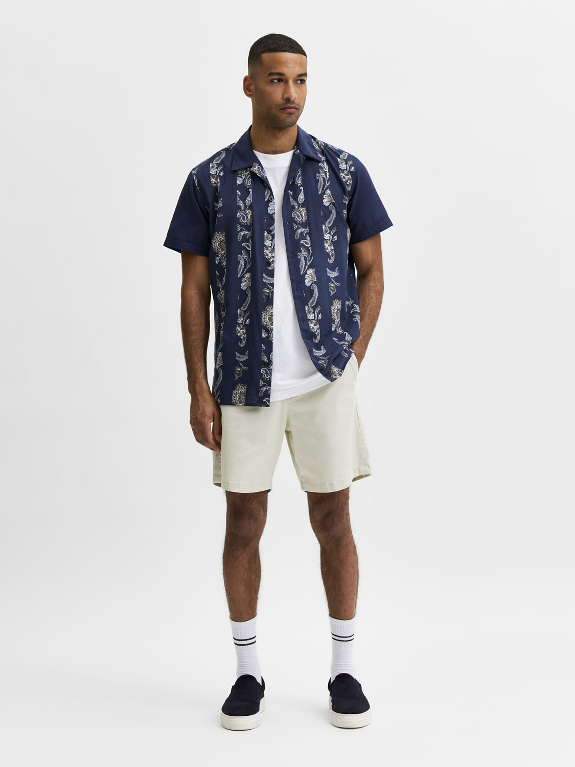 Blue Paisley Print Half Sleeves Shirt