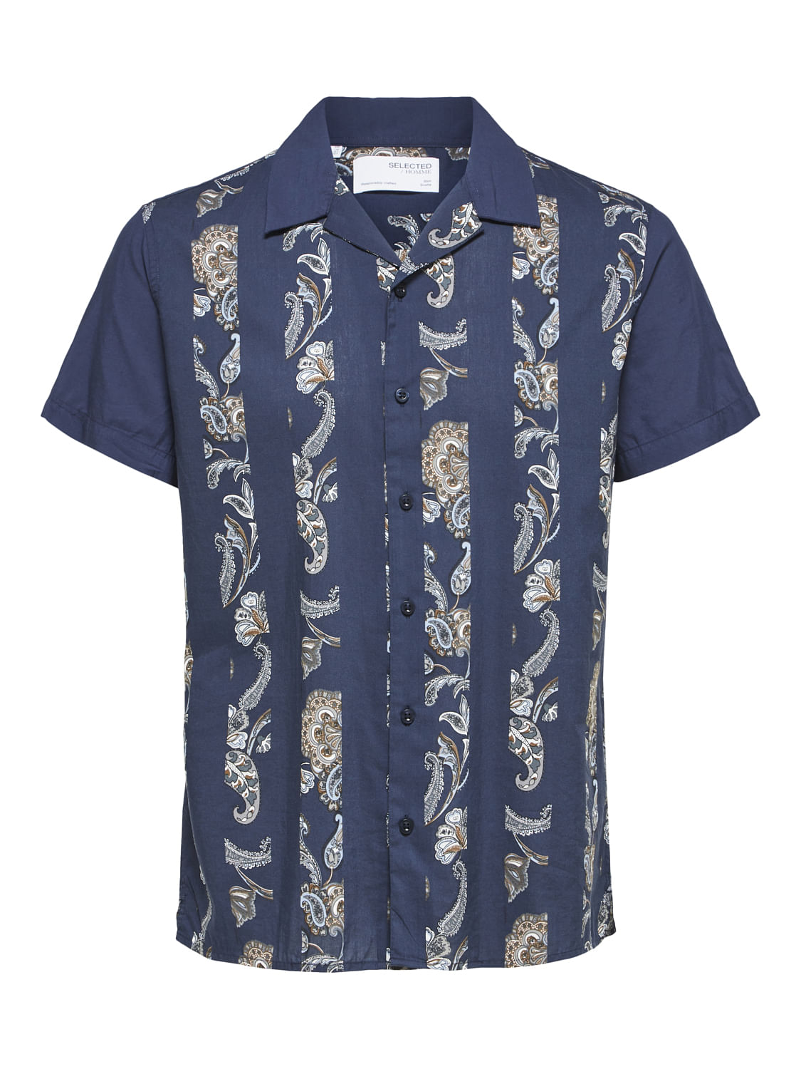 Blue Paisley Print Half Sleeves Shirt