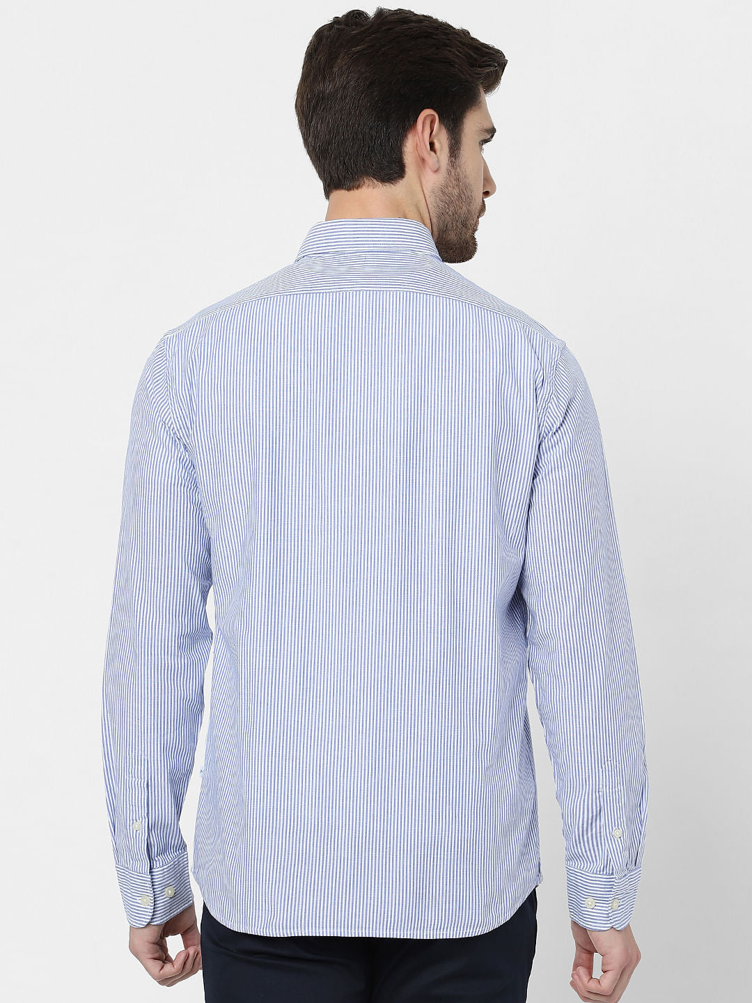 Blue Striped Full Sleeves Shirt