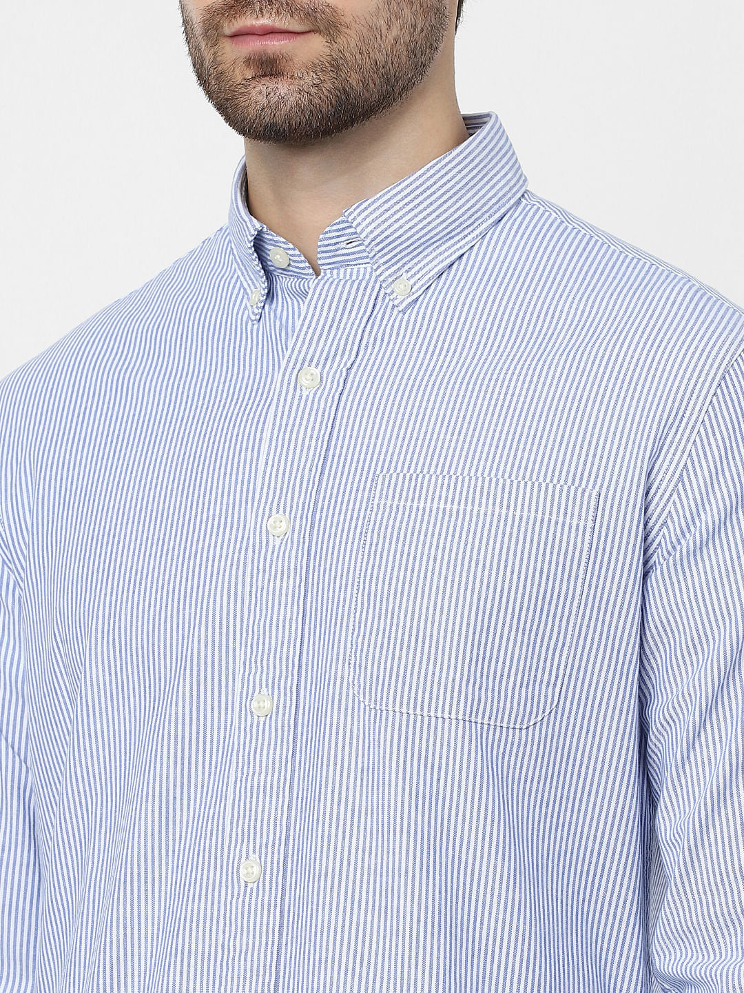 Blue Striped Full Sleeves Shirt