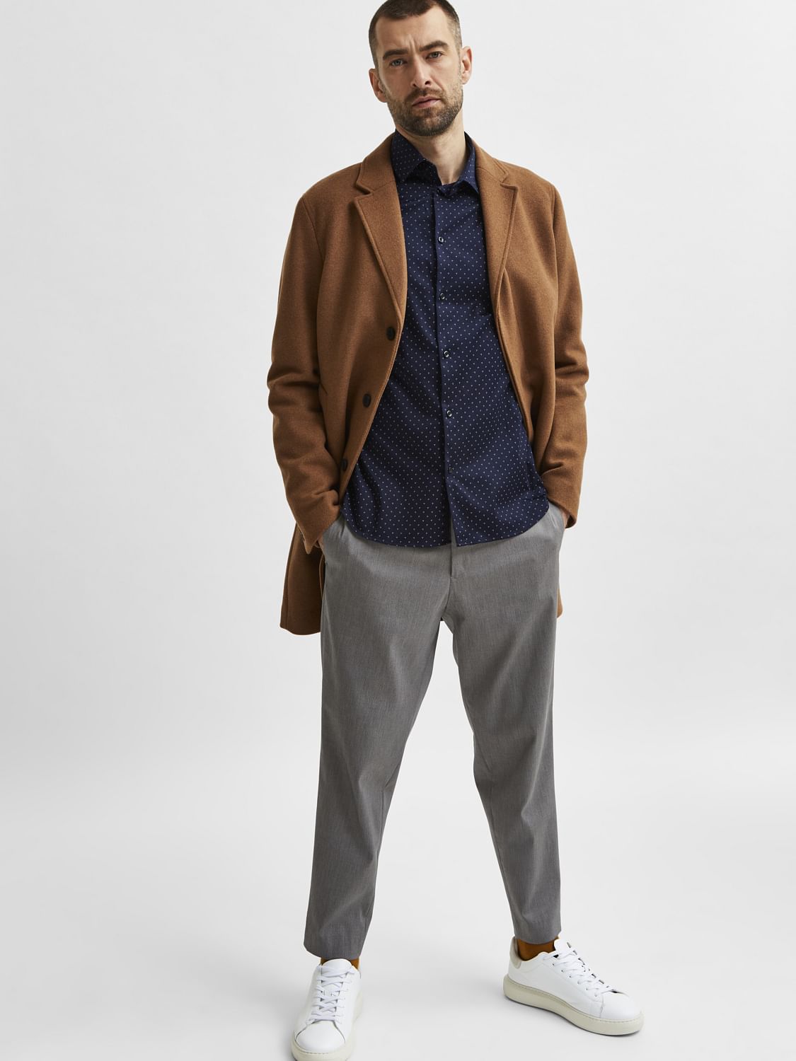 Navy Blue Printed Full Sleeves Shirt