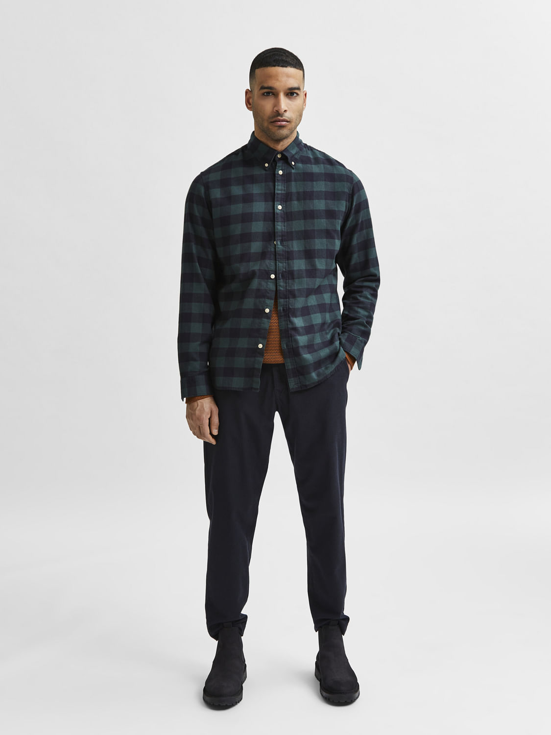 Green Flannel Checked Full Sleeves Shirt