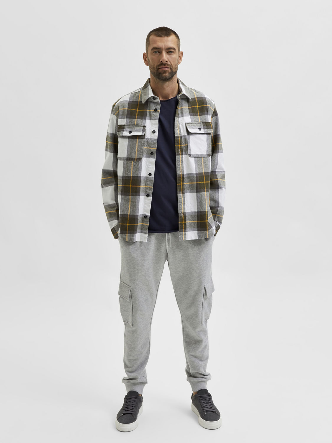 White & Grey Checks Overshirt