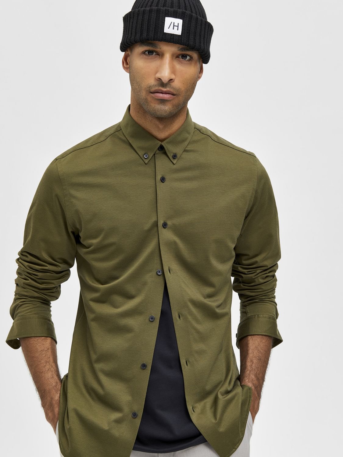 Green Button Down Full Sleeves Shirt