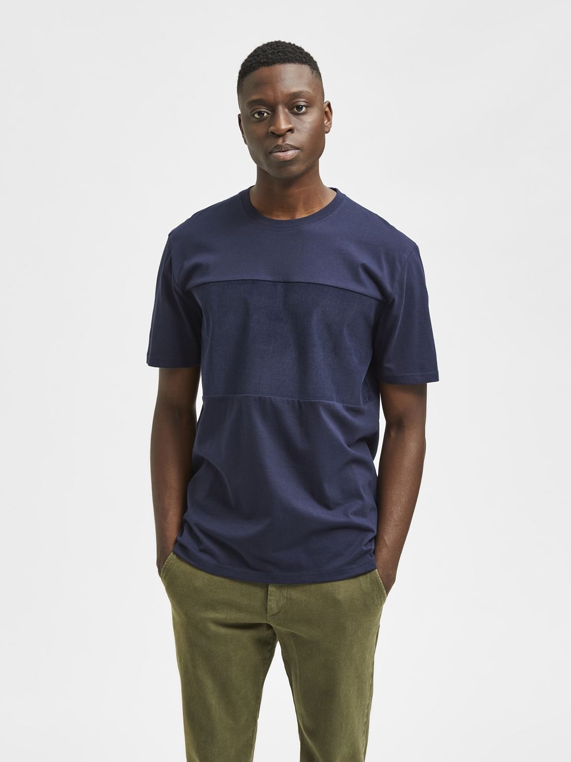 Blue Organic Cotton Crew Neck T-Shirt