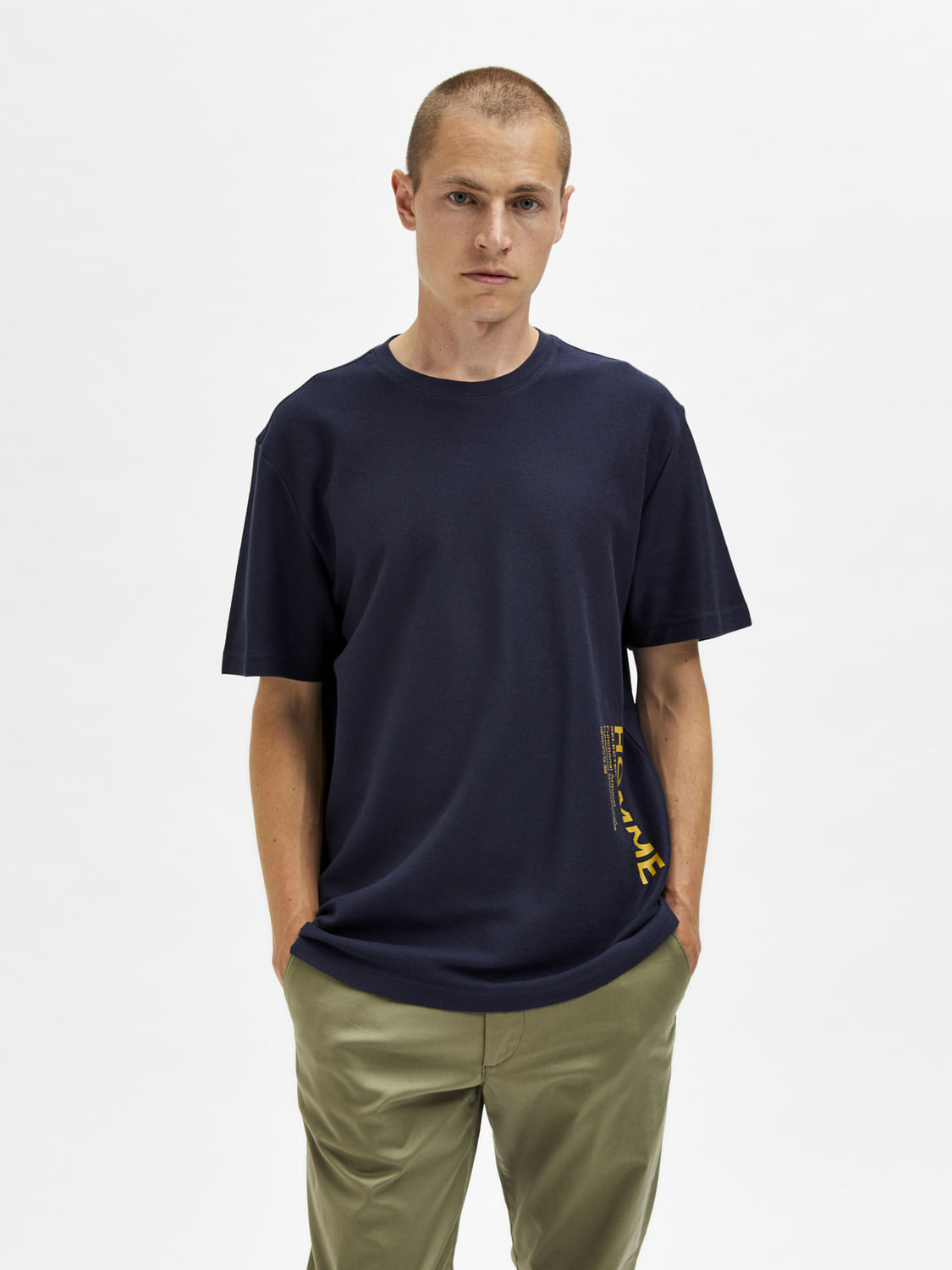 Blue Logo Print Crew Neck T-Shirt
