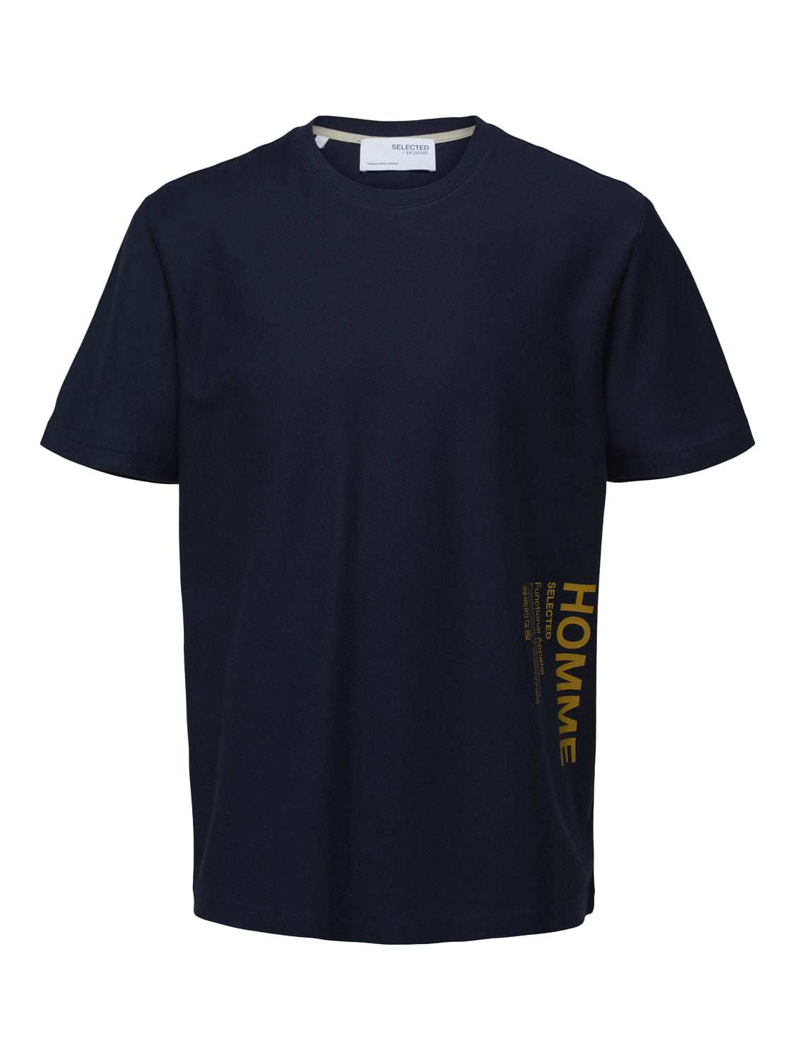 Blue Logo Print Crew Neck T-Shirt