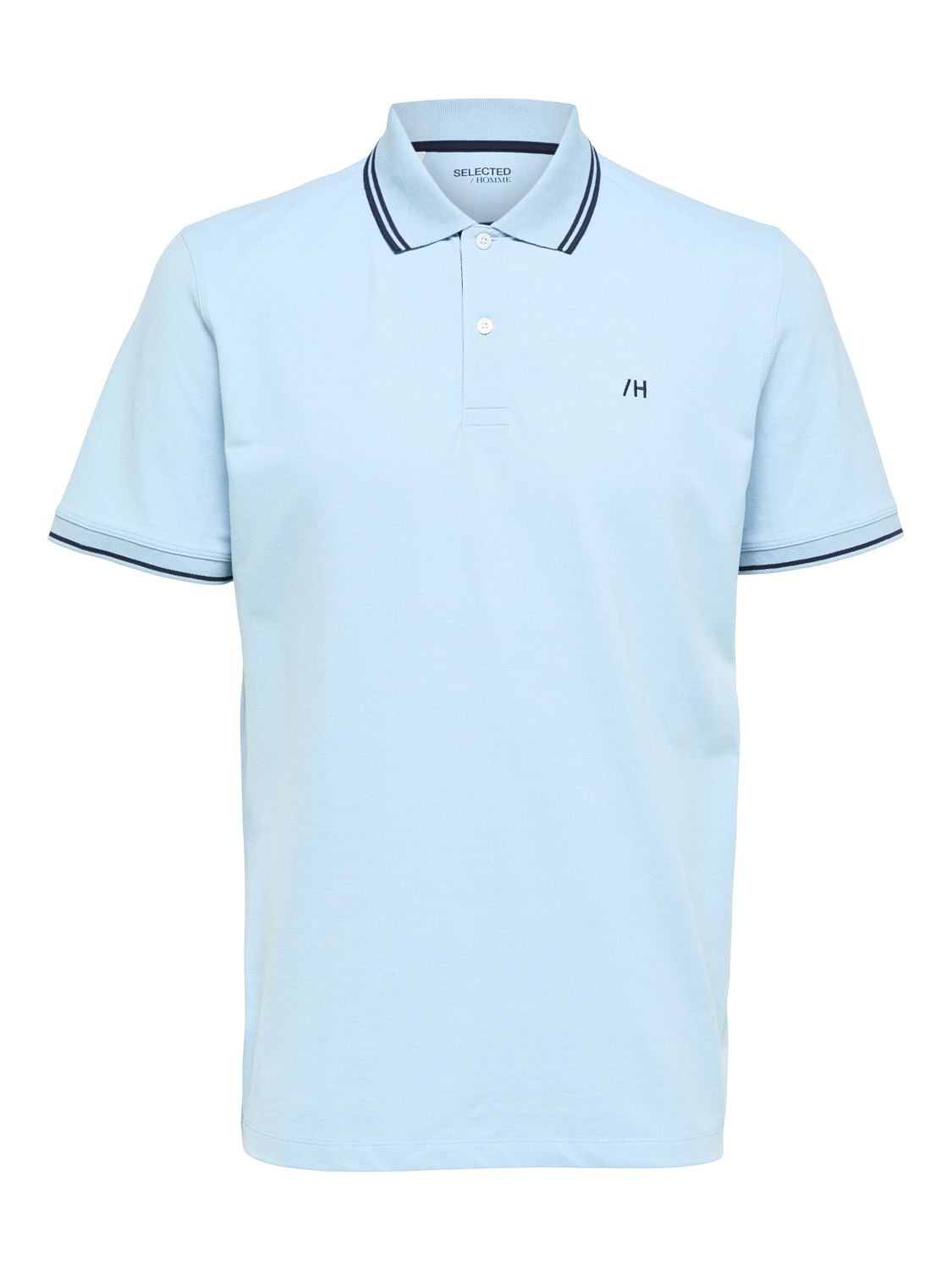Light Blue Organic Cotton Polo Neck T-Shirt