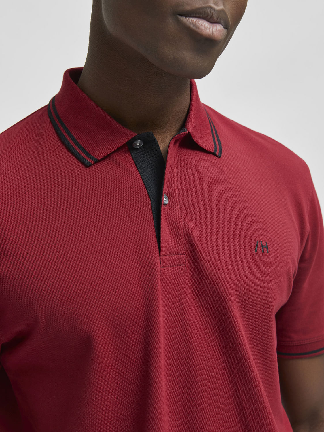 Red Organic Cotton Polo Neck T-Shirt