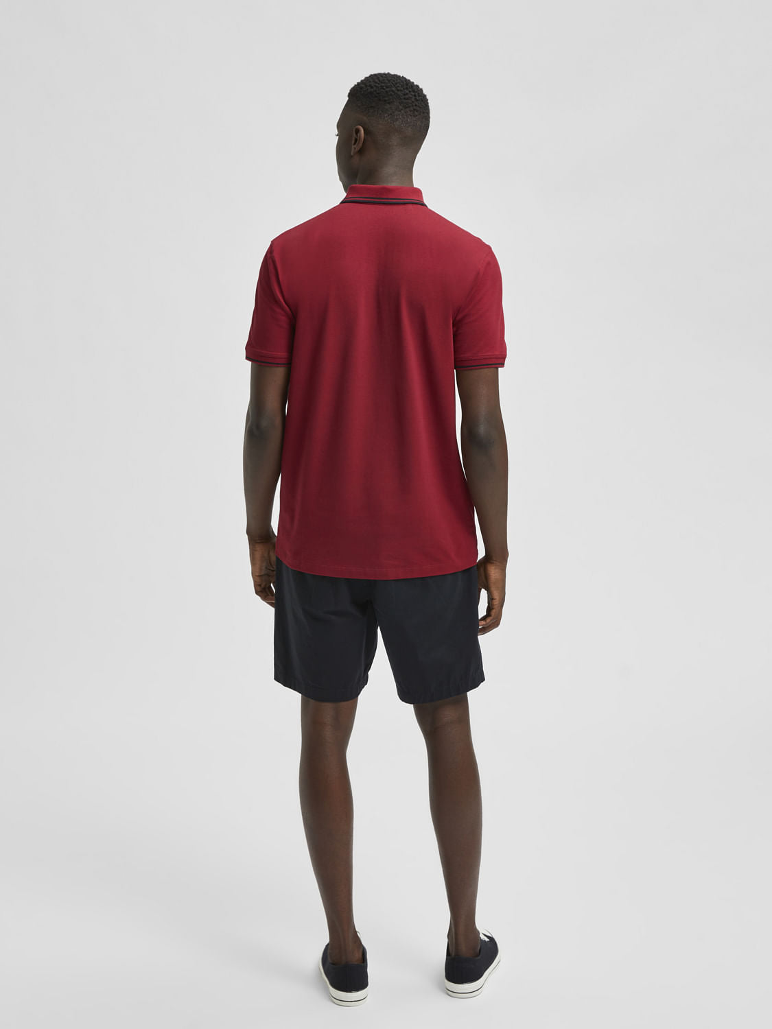 Red Organic Cotton Polo Neck T-Shirt