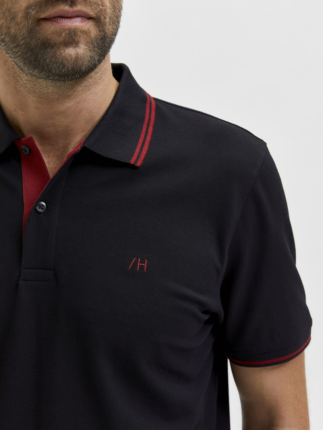 Black Cotton Polo T-Shirt