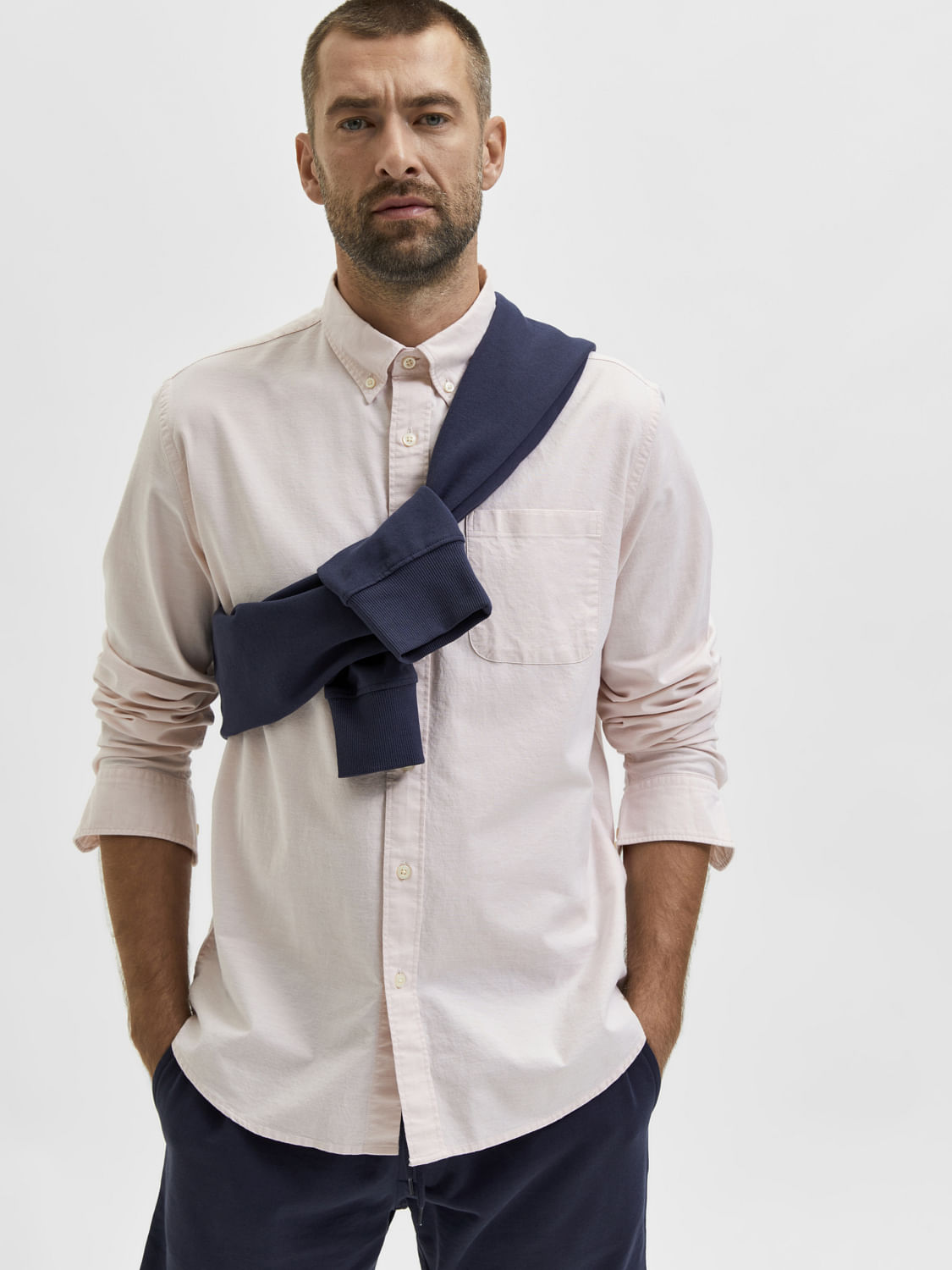 Light Pink Organic Cotton Full Sleeves Shirt