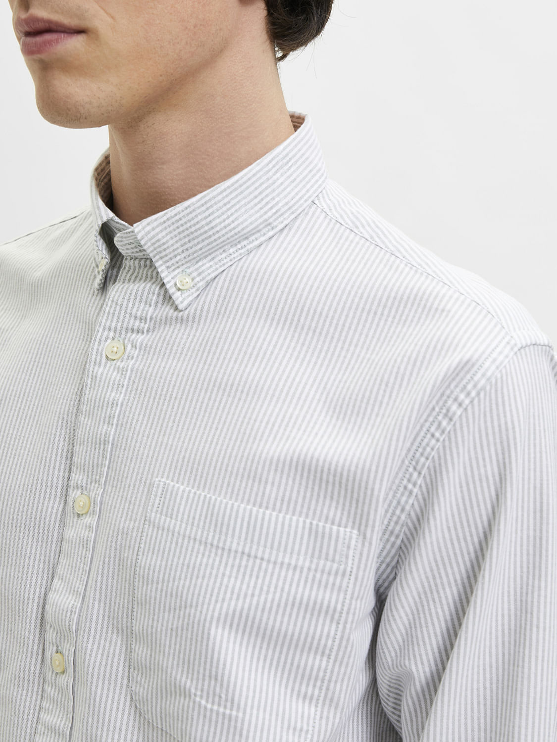 Grey Striped Organic Cotton Full Sleeves Shirt