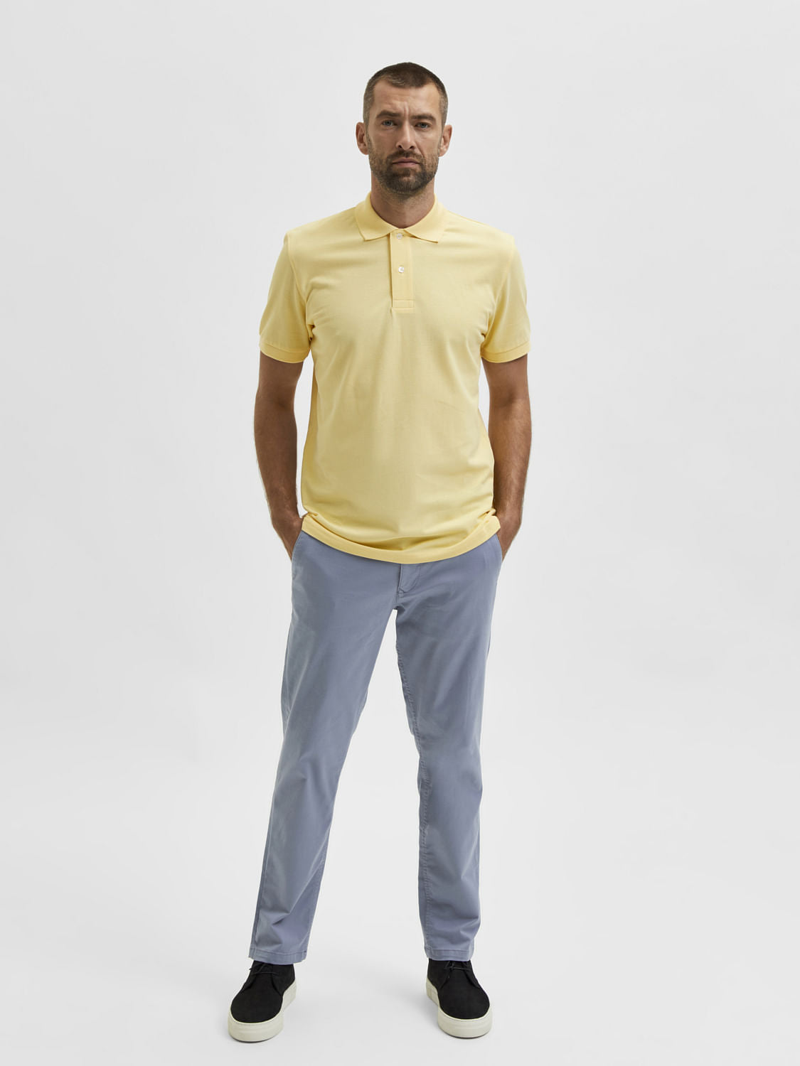 Yellow Organic Cotton Polo Neck T-Shirt