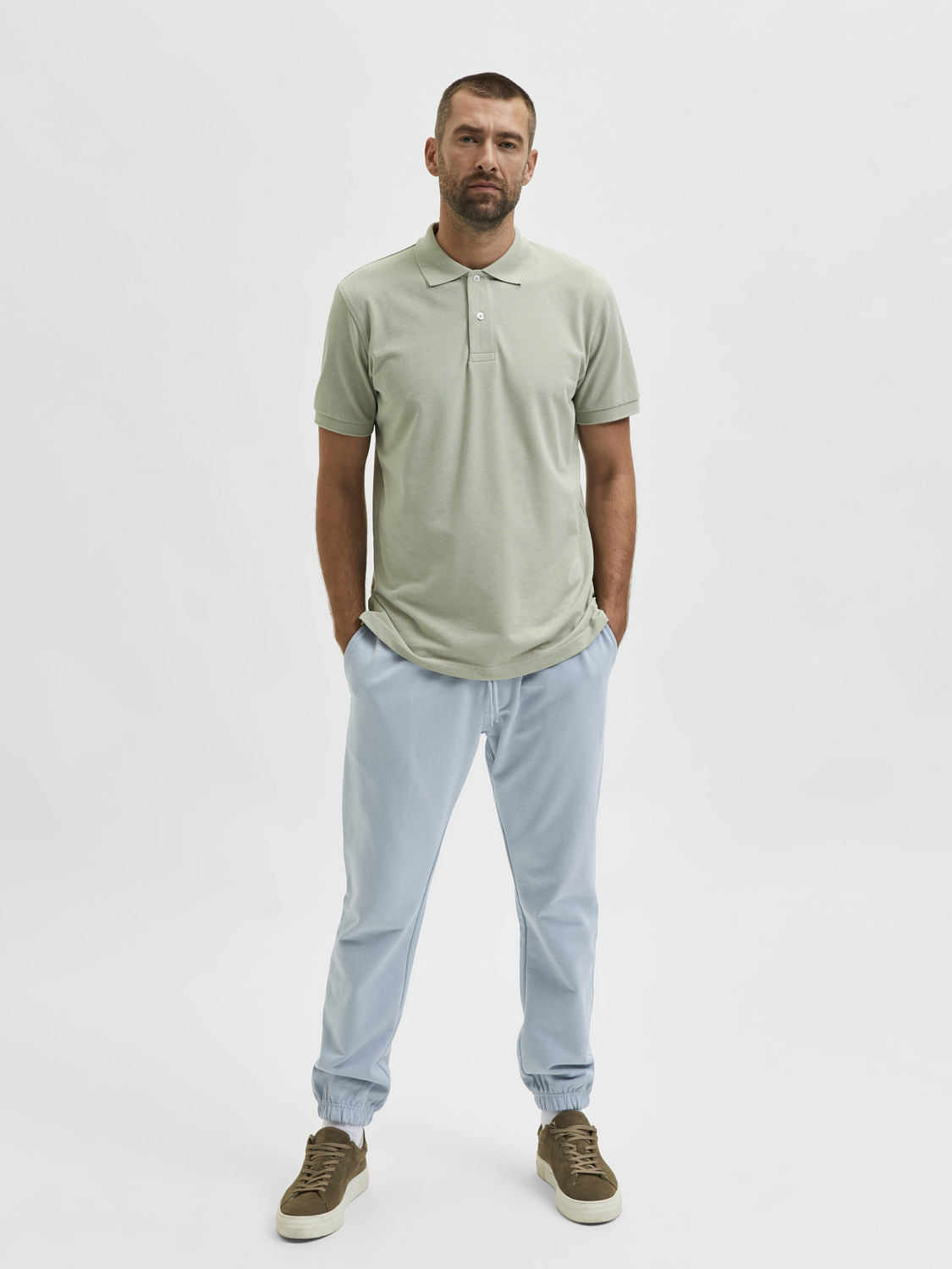 Grey Organic Cotton Polo Neck T-Shirt