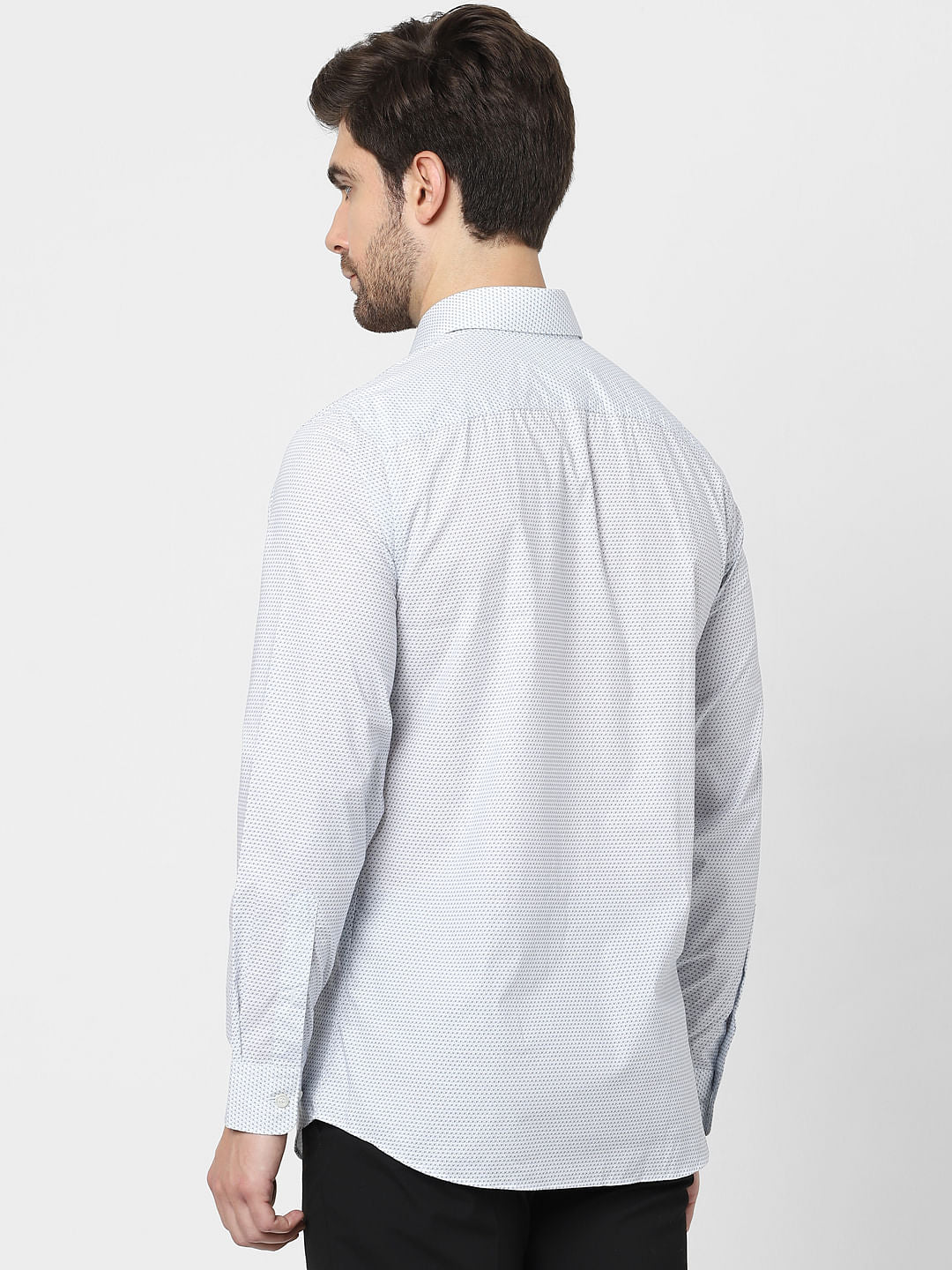 White Printed Full Sleeves Shirt