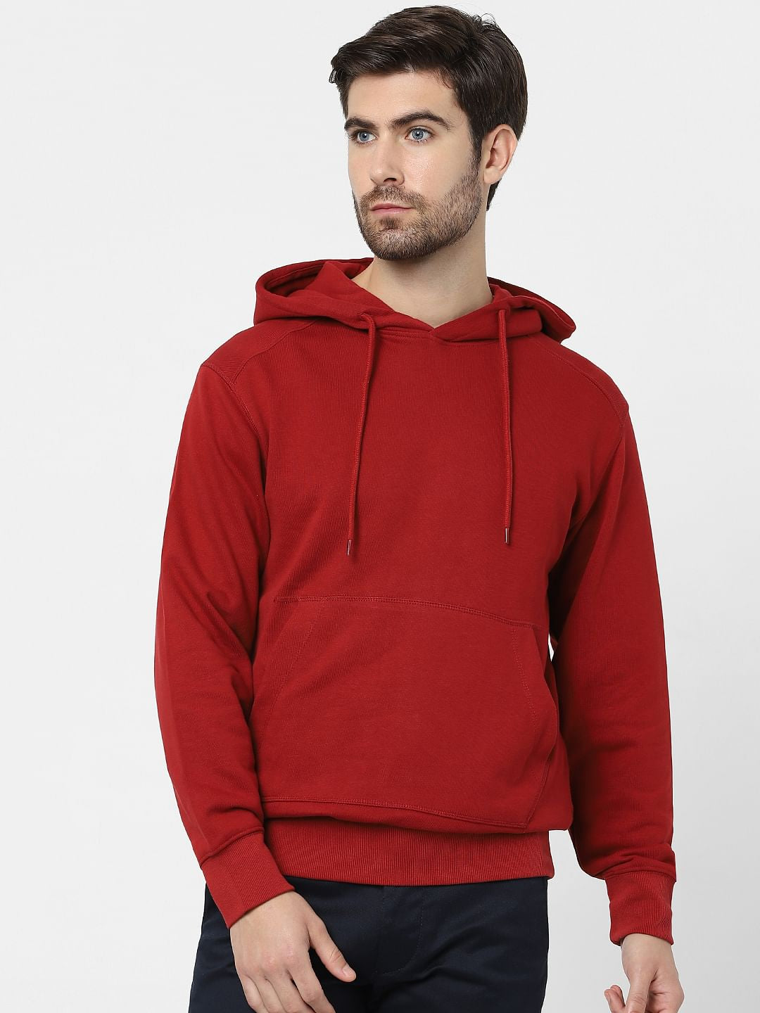 Red Organic Cotton Hooded Sweatshirt