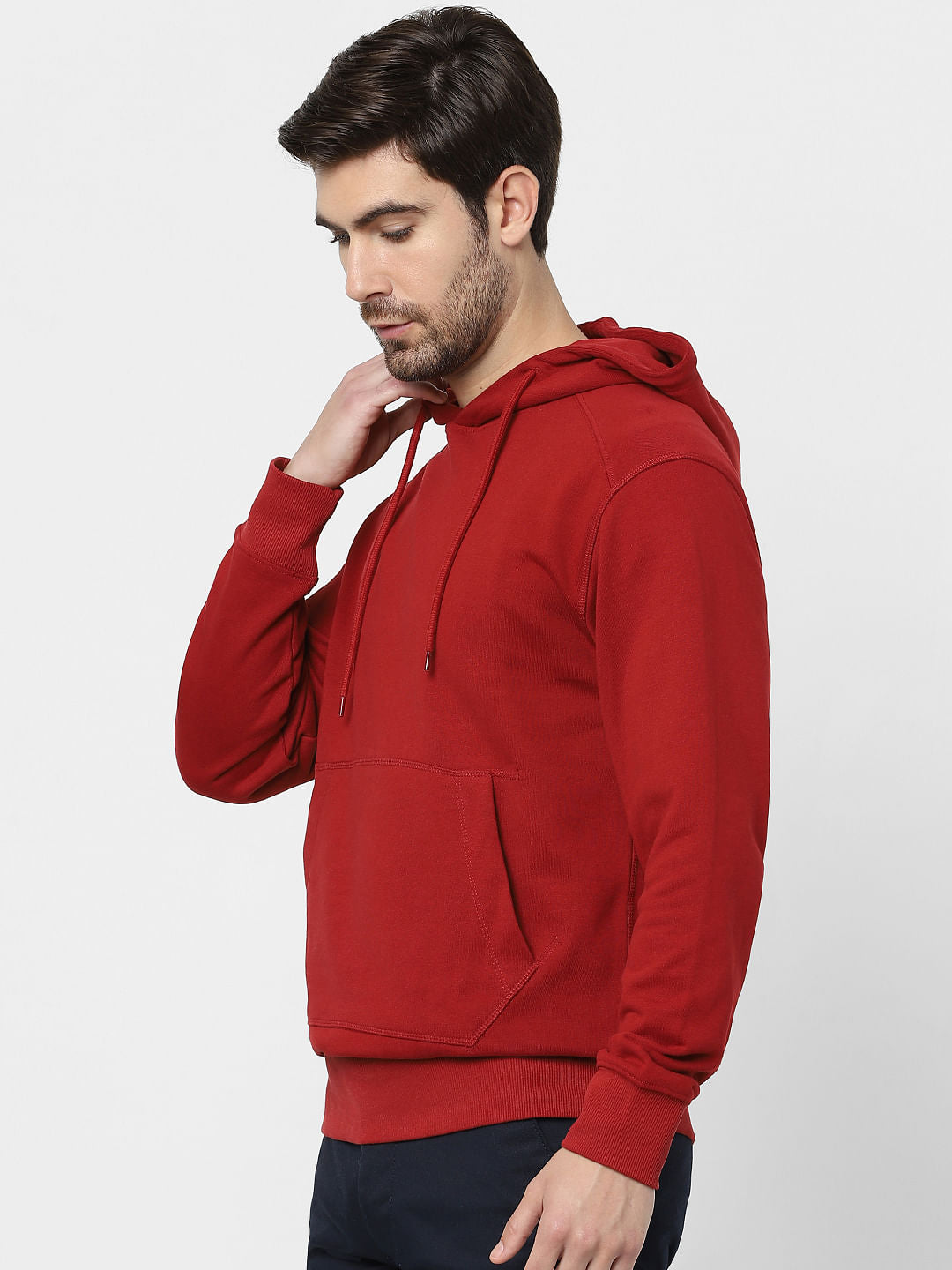 Red Organic Cotton Hooded Sweatshirt