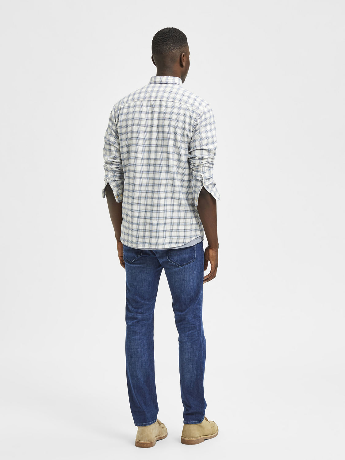 White Flannel Checked Full Sleeves Shirt