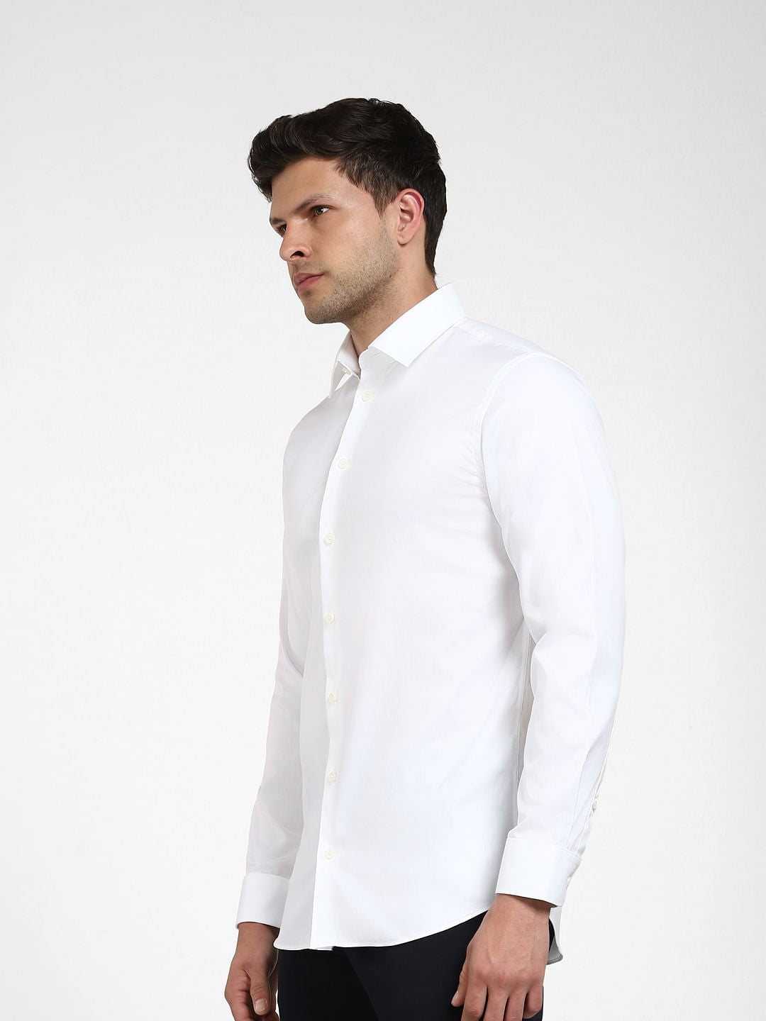 White Cotton Full Sleeves Shirt