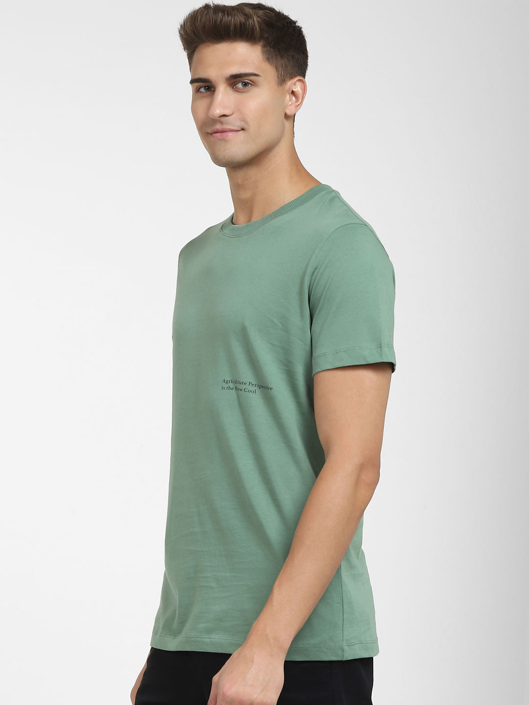 Green Graphic Print Crew Neck T-Shirt