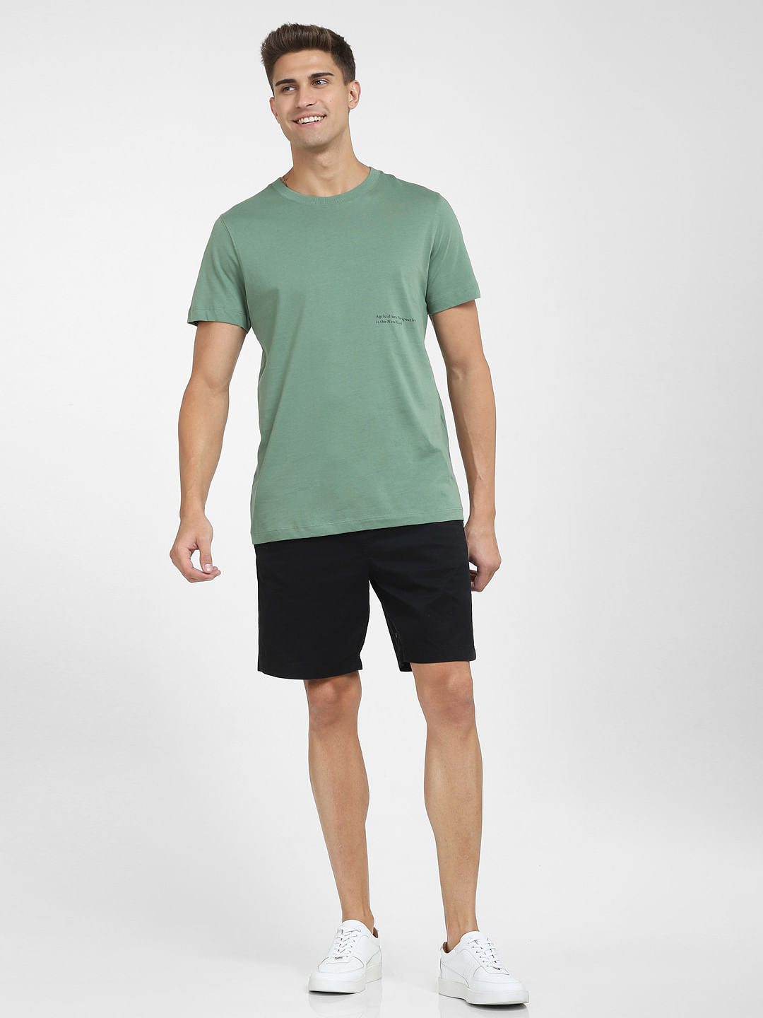 Green Graphic Print Crew Neck T-Shirt