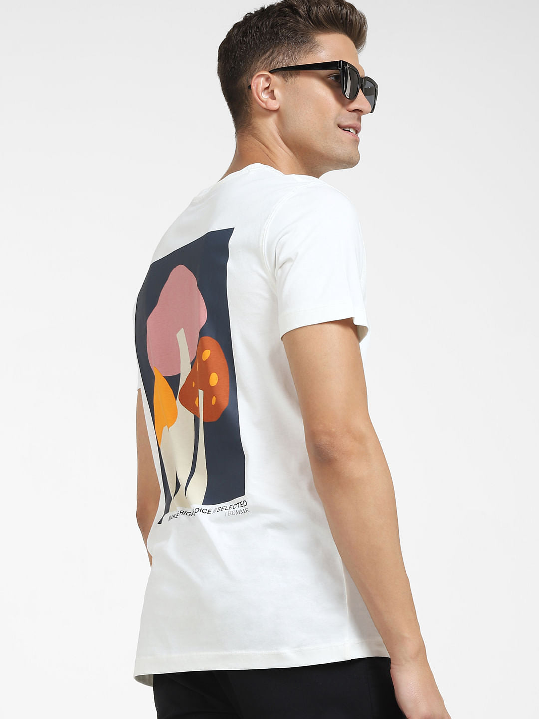 White Graphic Print Crew Neck T-Shirt