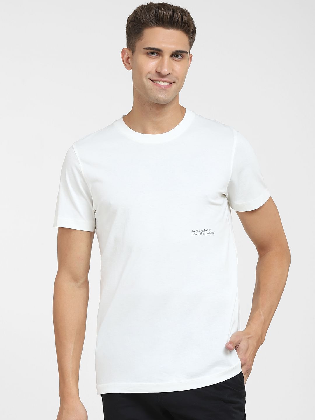 White Graphic Print Crew Neck T-Shirt