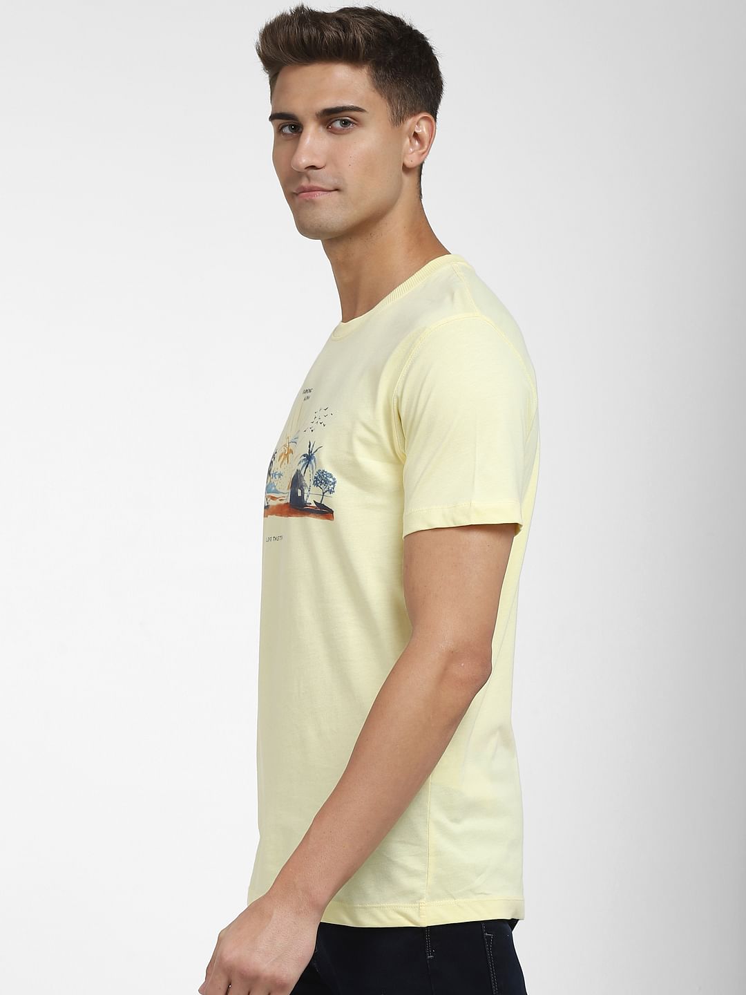 Yellow Graphic Print Crew Neck T-Shirt