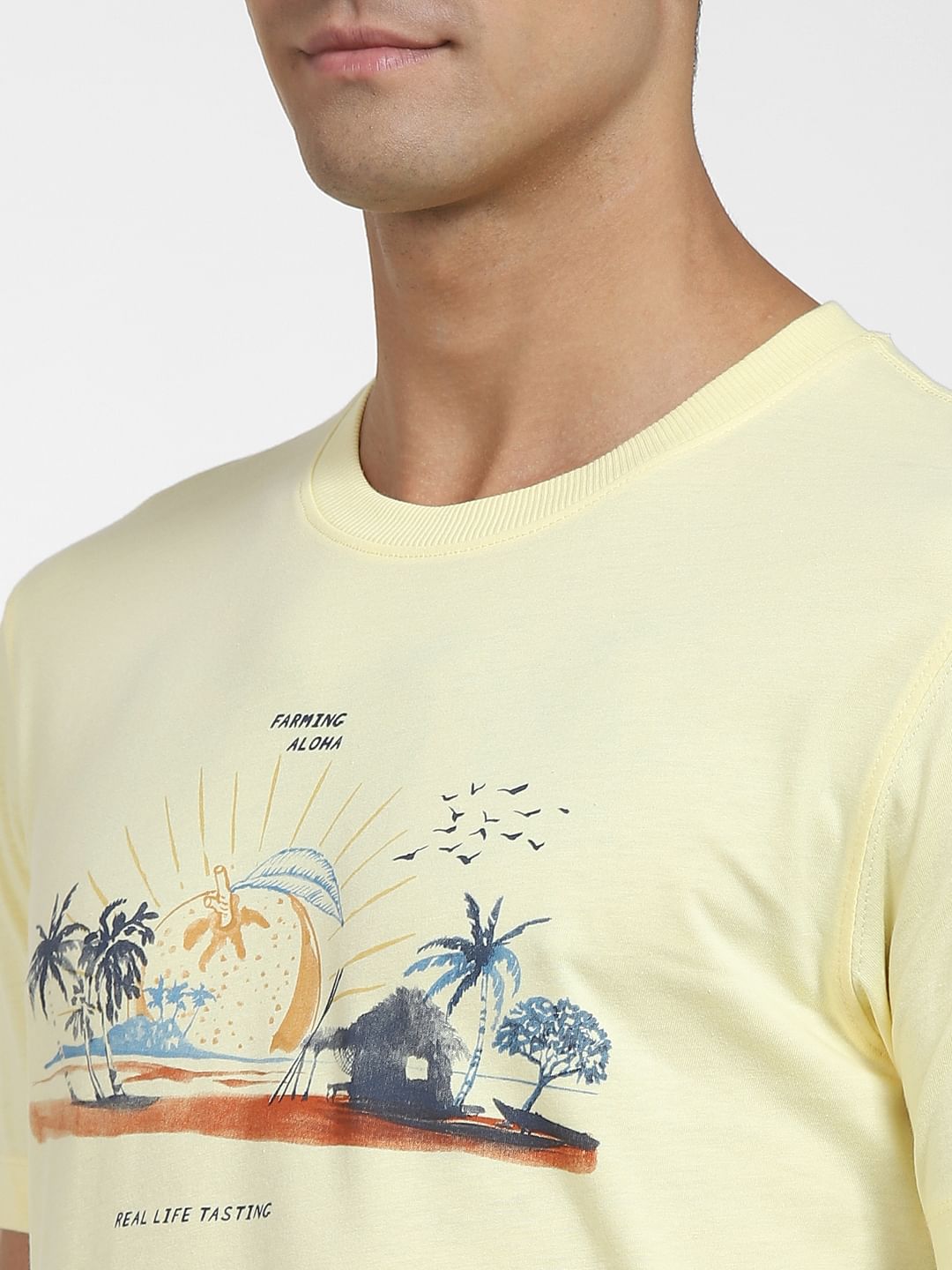 Yellow Graphic Print Crew Neck T-Shirt
