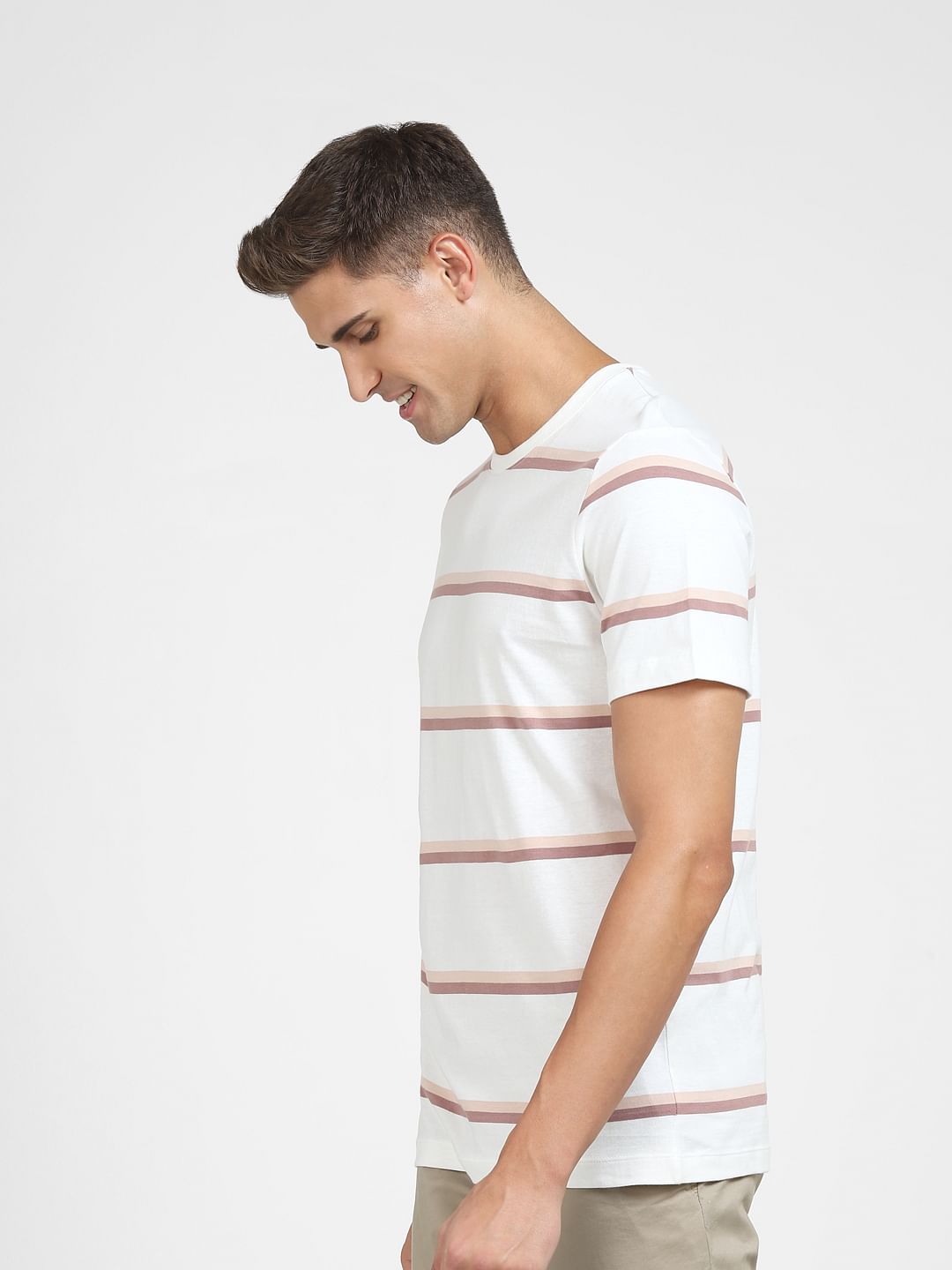 White Striped Crew Neck T-Shirt