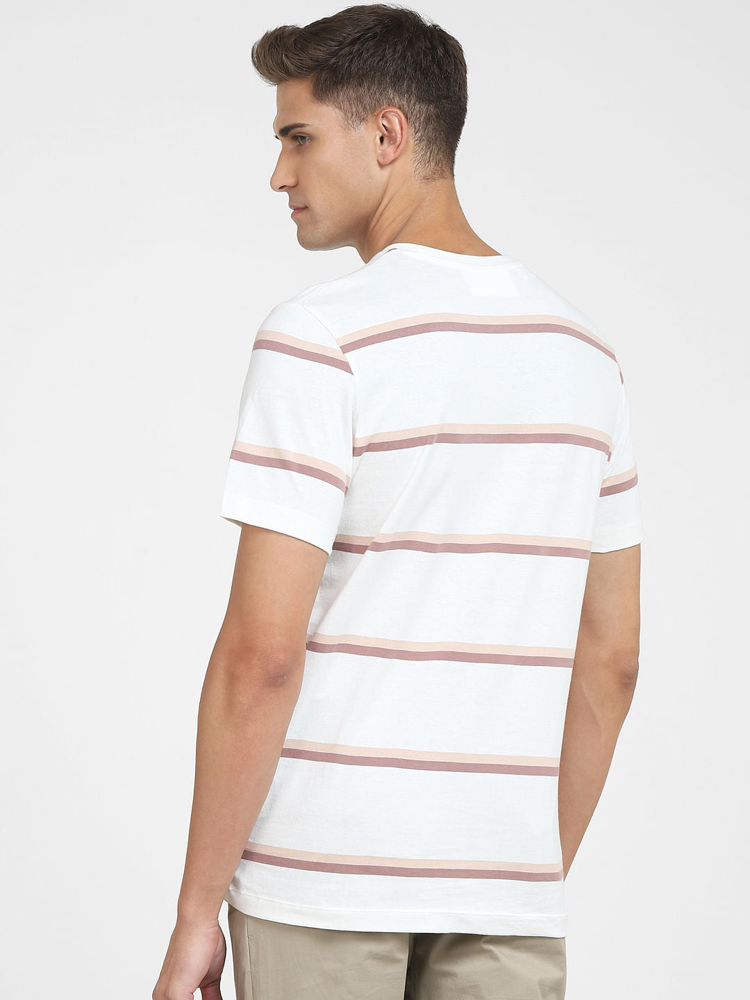 White Striped Crew Neck T-Shirt