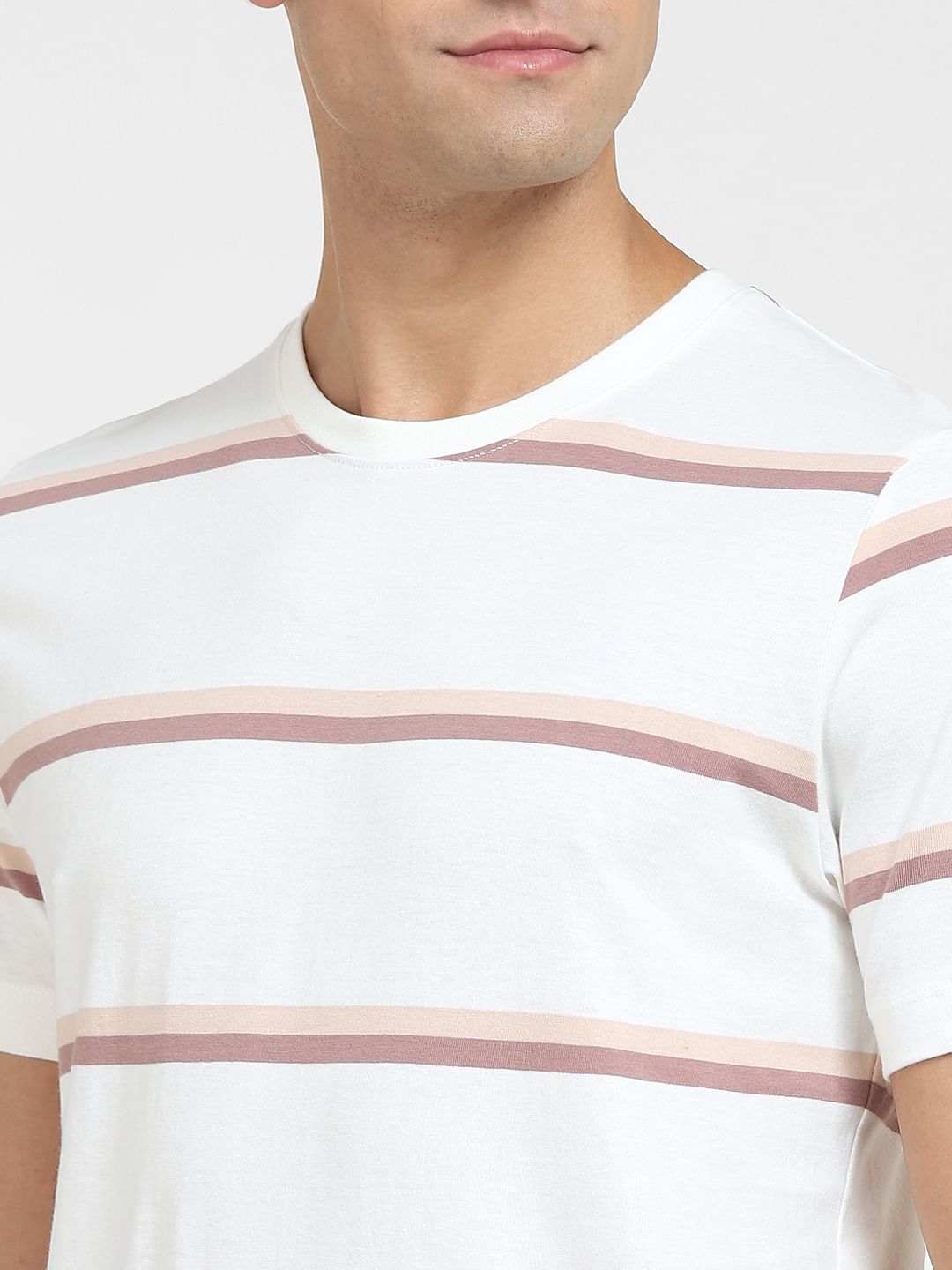White Striped Crew Neck T-Shirt