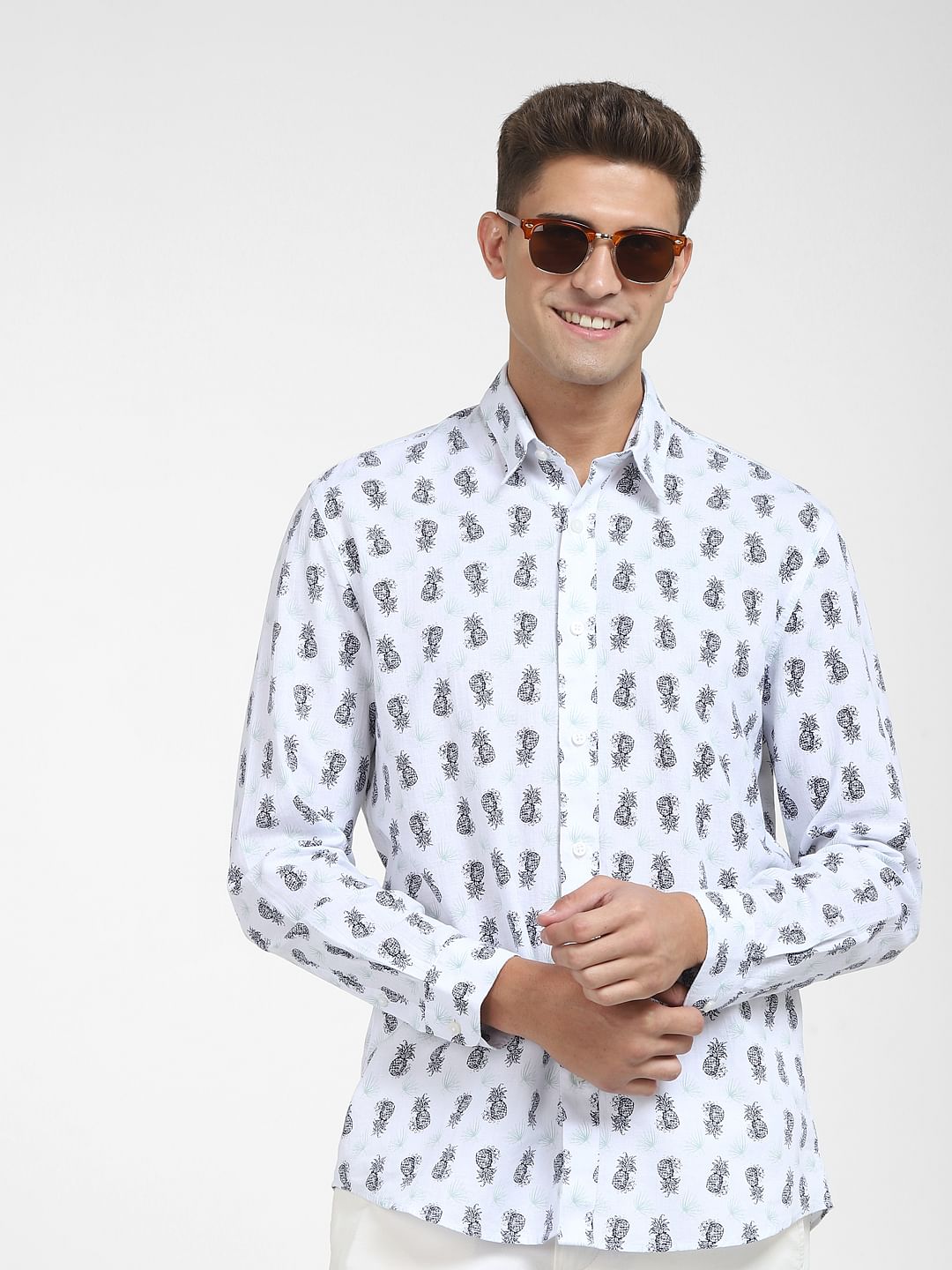 White Organic Cotton & Linen Blend Shirt