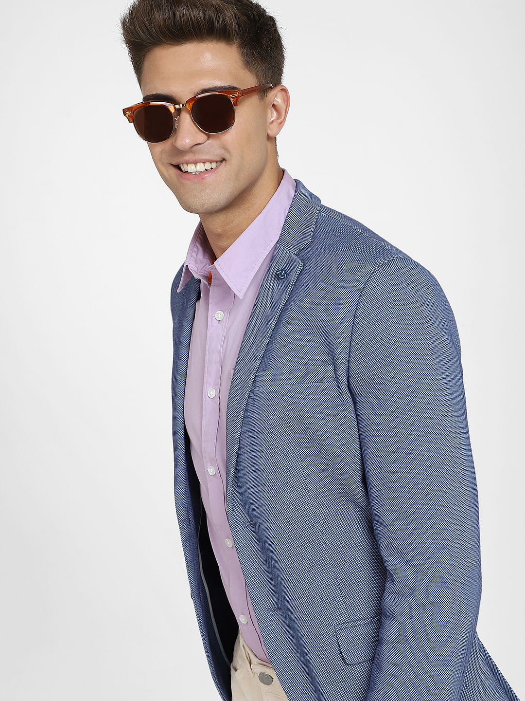 Blue Double Button Formal Blazer