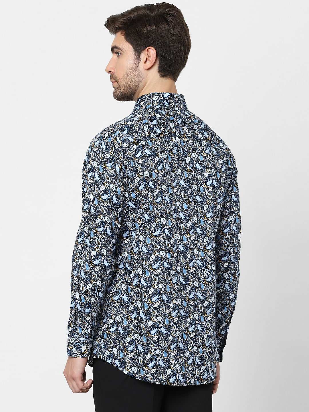 Blue Paisley Print Organic Cotton Full Sleeves Shirt