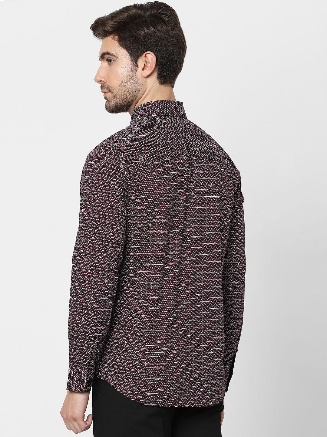 Red Printed Organic Cotton Full Sleeves Shirt