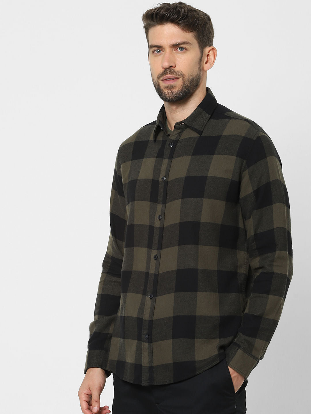 Green Check Organic Cotton Full Sleeves Shirt