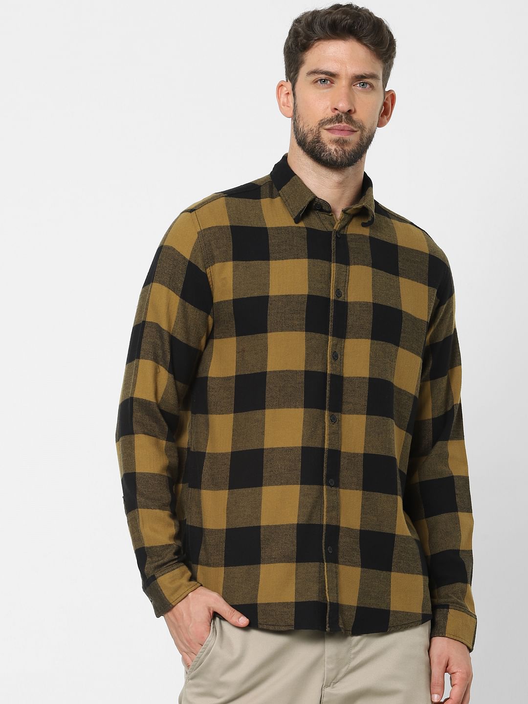 Yellow Check Organic Cotton Full Sleeves Shirt