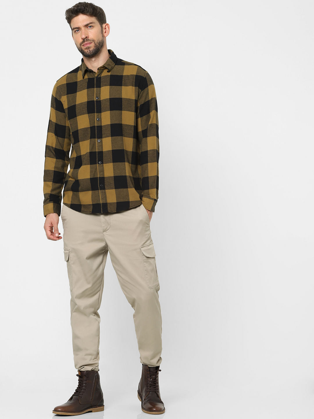 Yellow Check Organic Cotton Full Sleeves Shirt