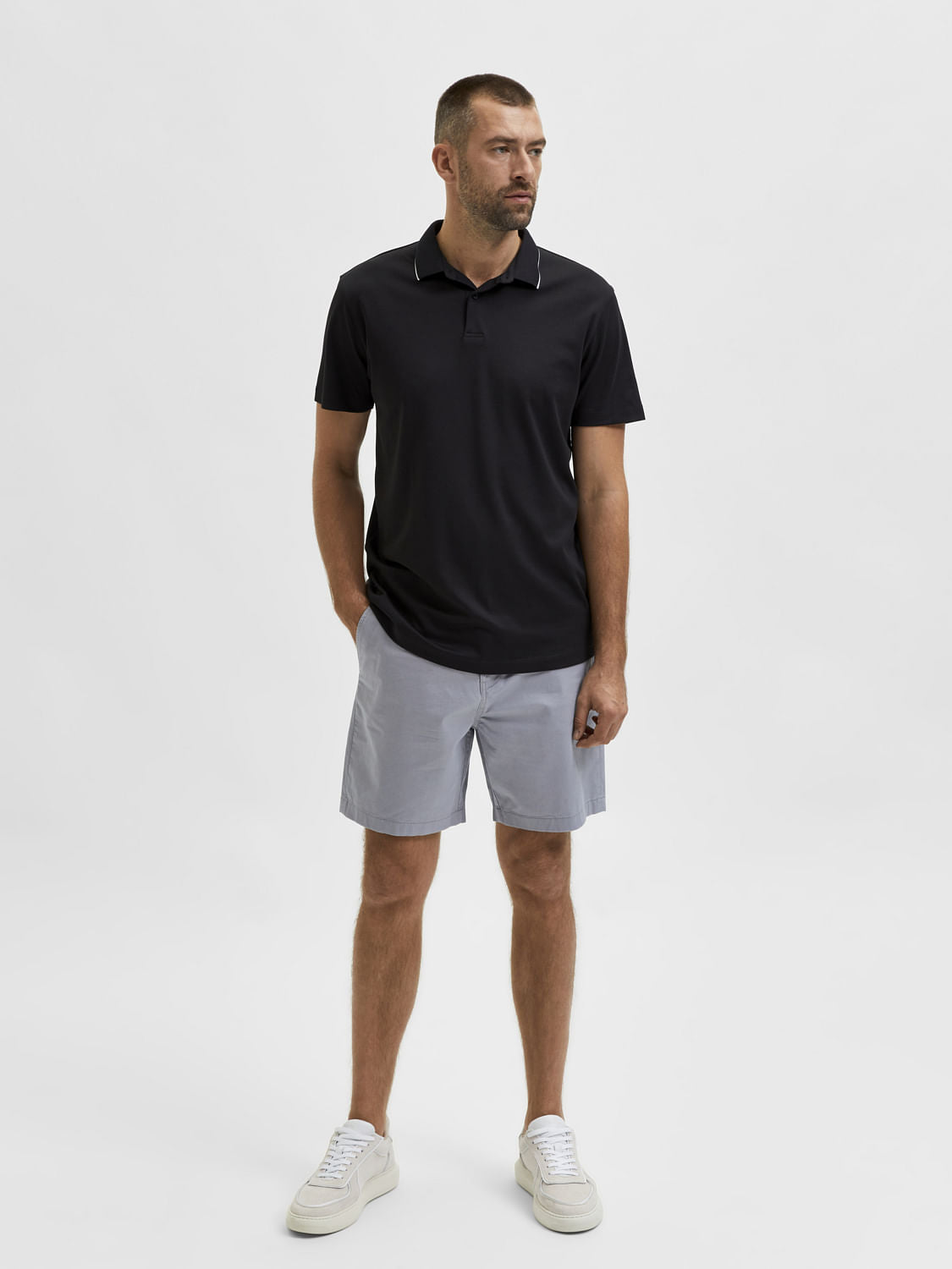 Black Cotton Polo Neck T-Shirt