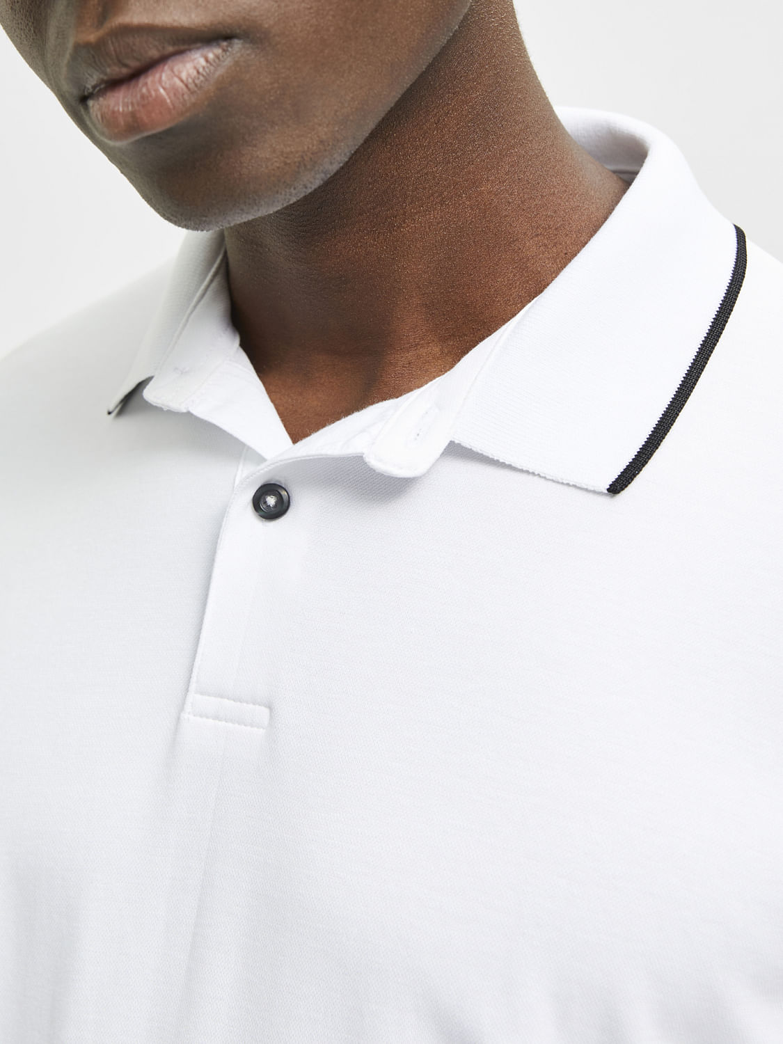 White Organic Cotton Polo Neck T-Shirt