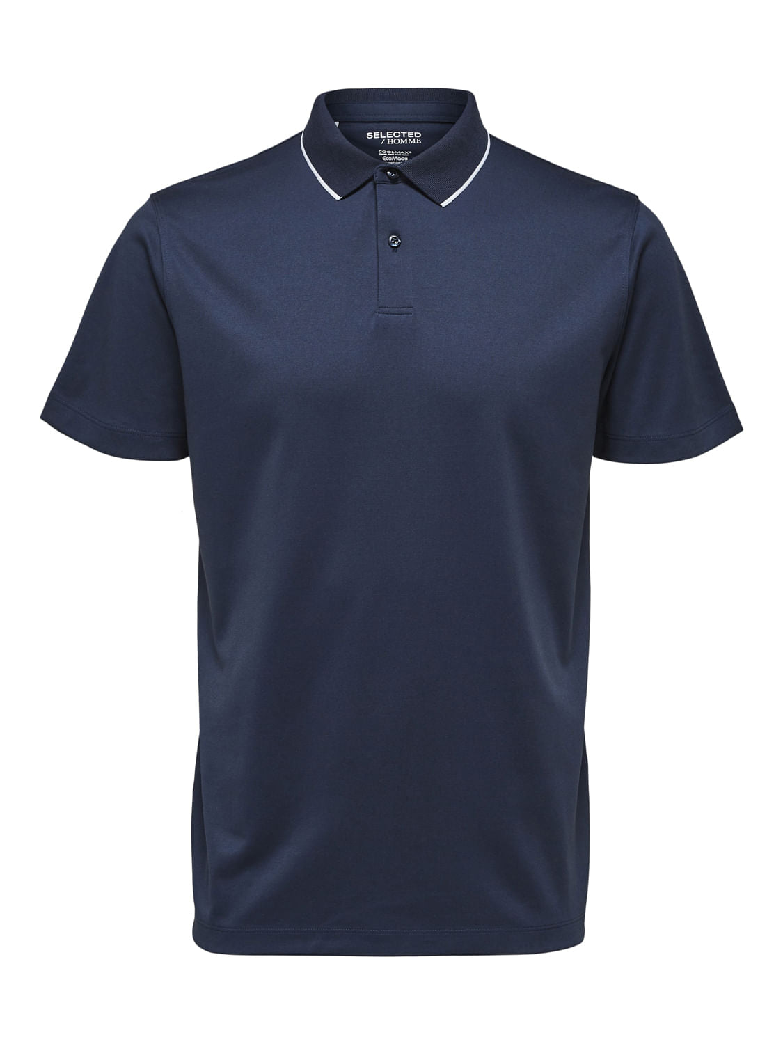Blue Organic Cotton Polo Neck T-Shirt