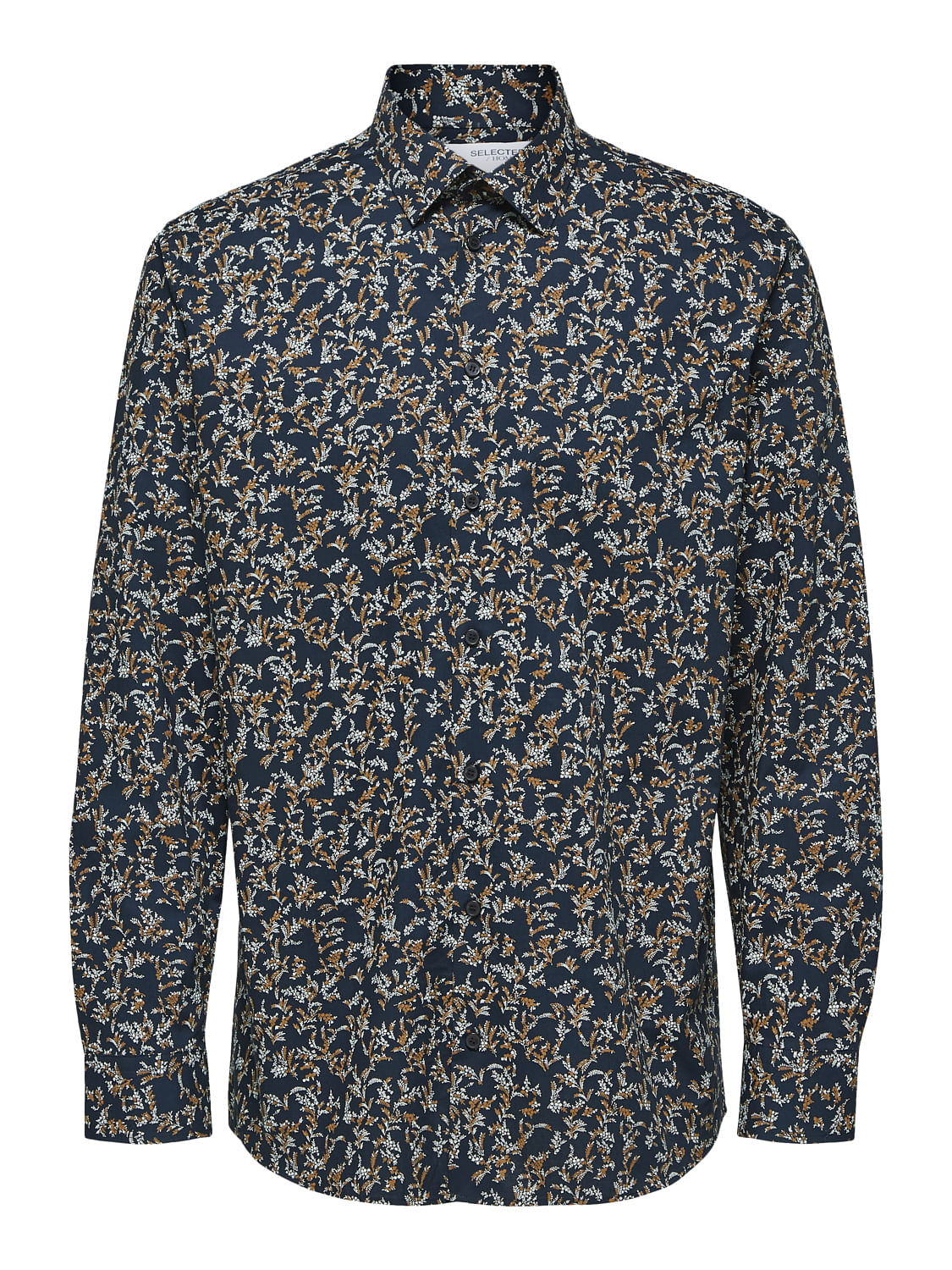 Blue Organic Cotton Half Sleeves Floral Shirt