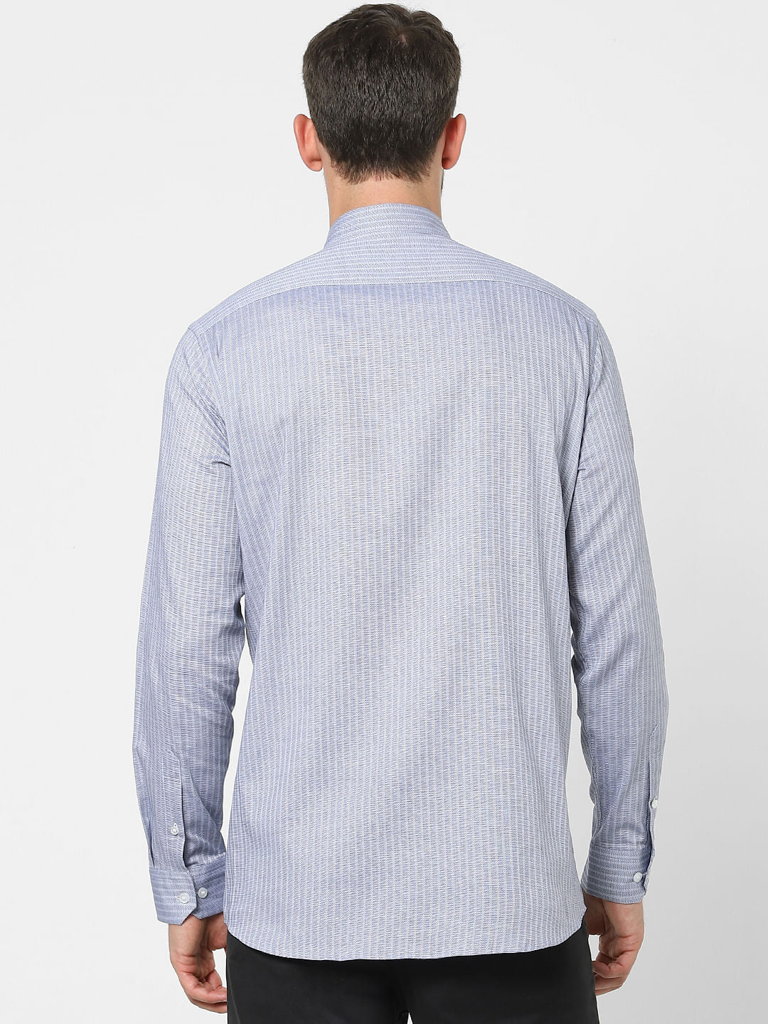Blue Printed Organic Cotton Full Sleeves Shirt