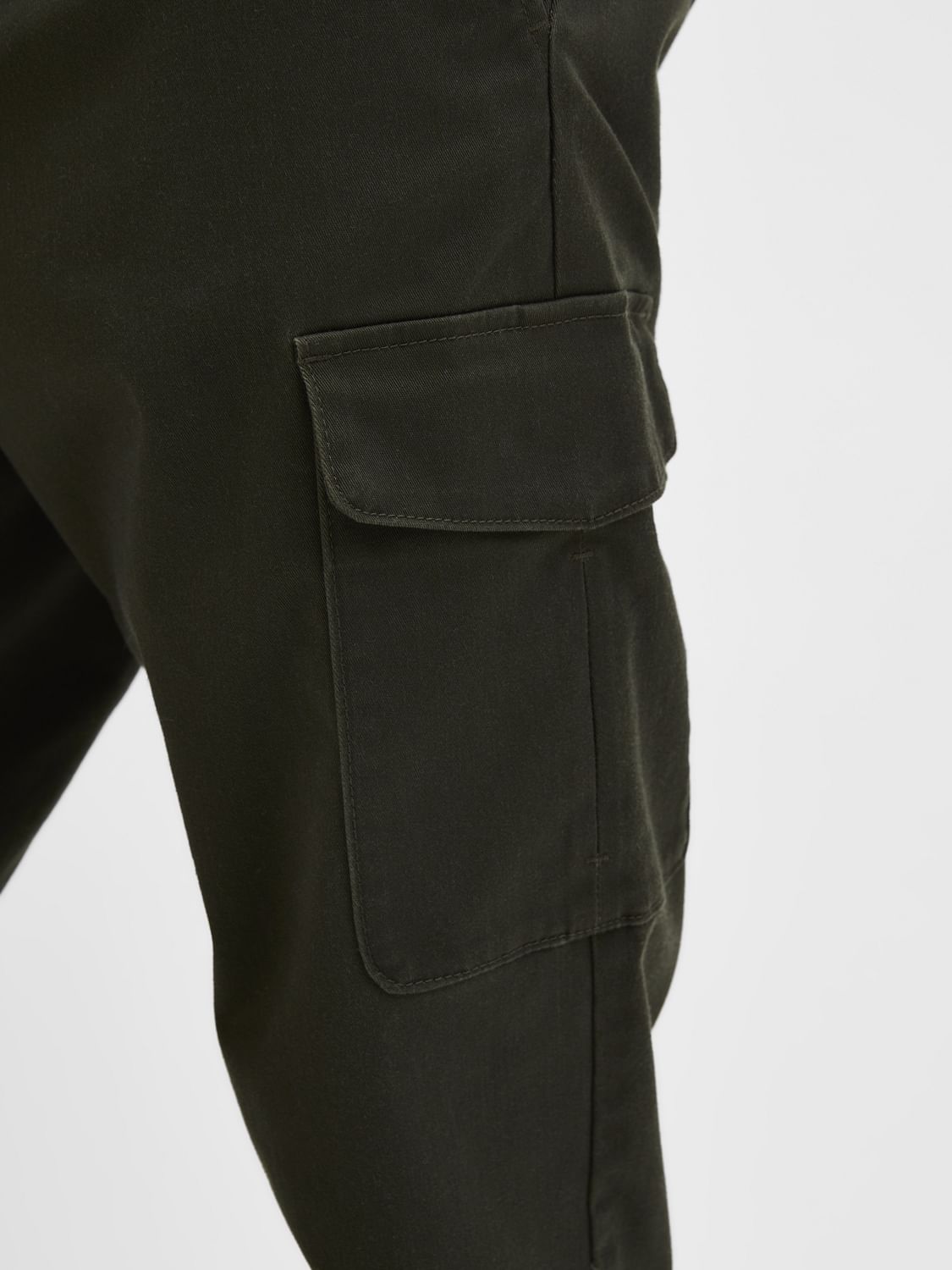 Green Slim Fit Cotton Pants