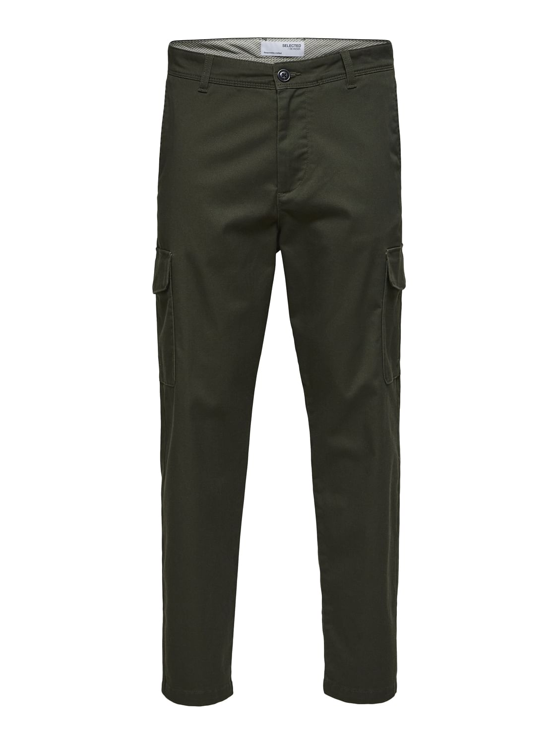 Green Slim Fit Cotton Pants