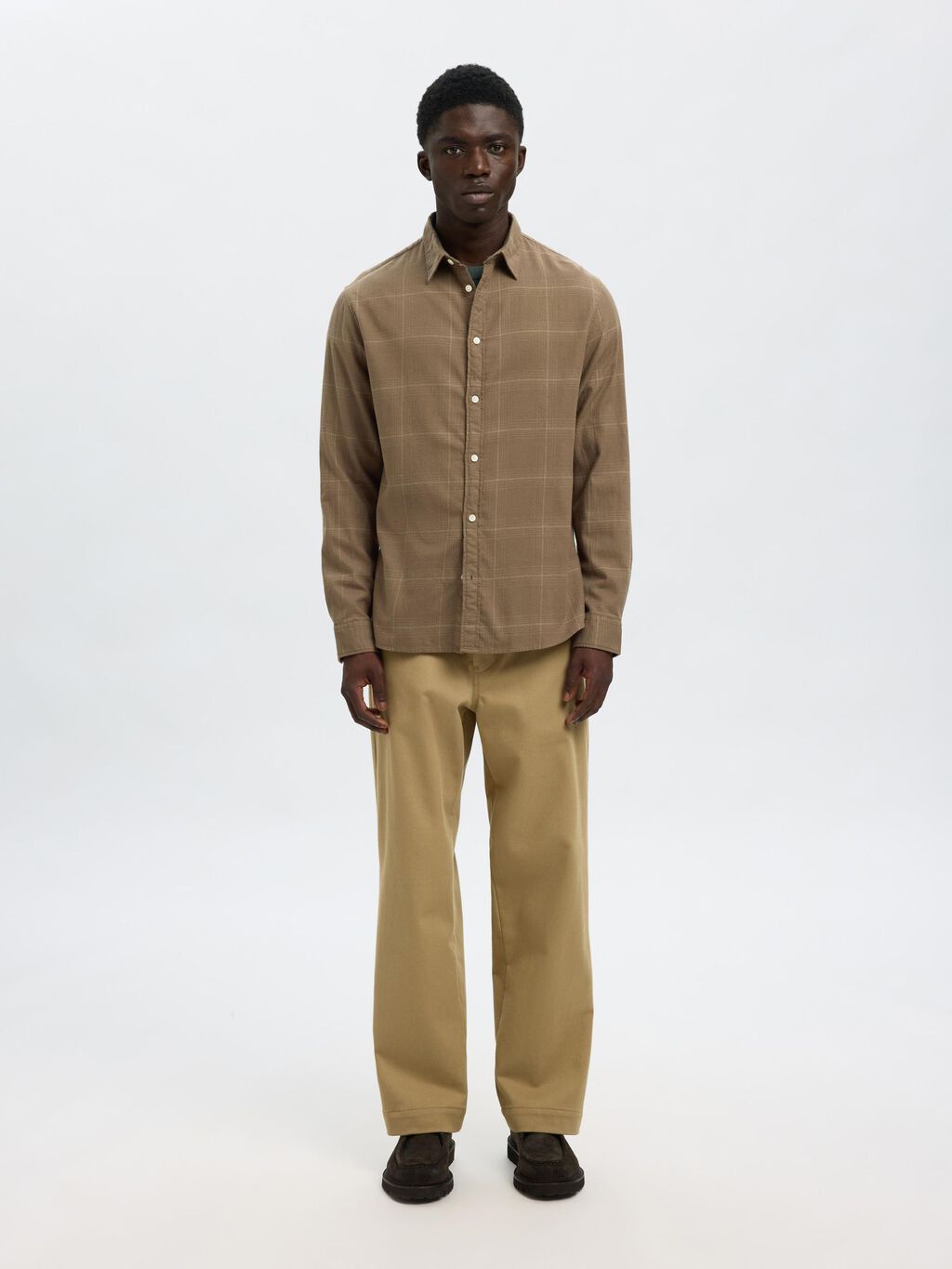 Brown Brushed Flannel Shirt