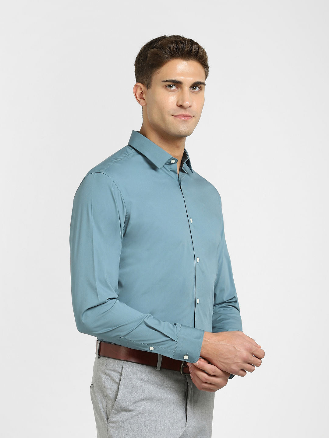 Teal Blue Formal Full Sleeves Shirt