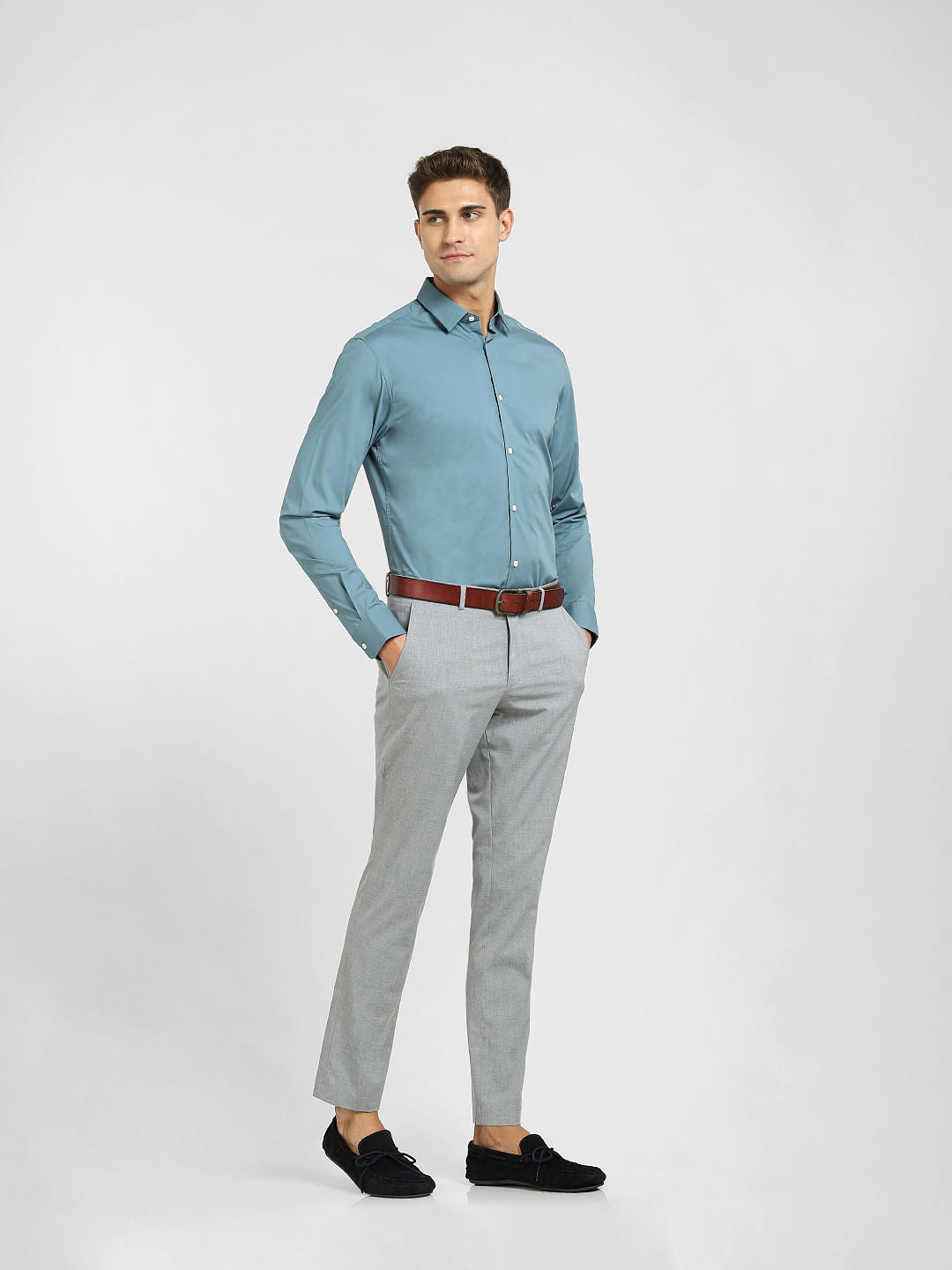 Teal Blue Formal Full Sleeves Shirt